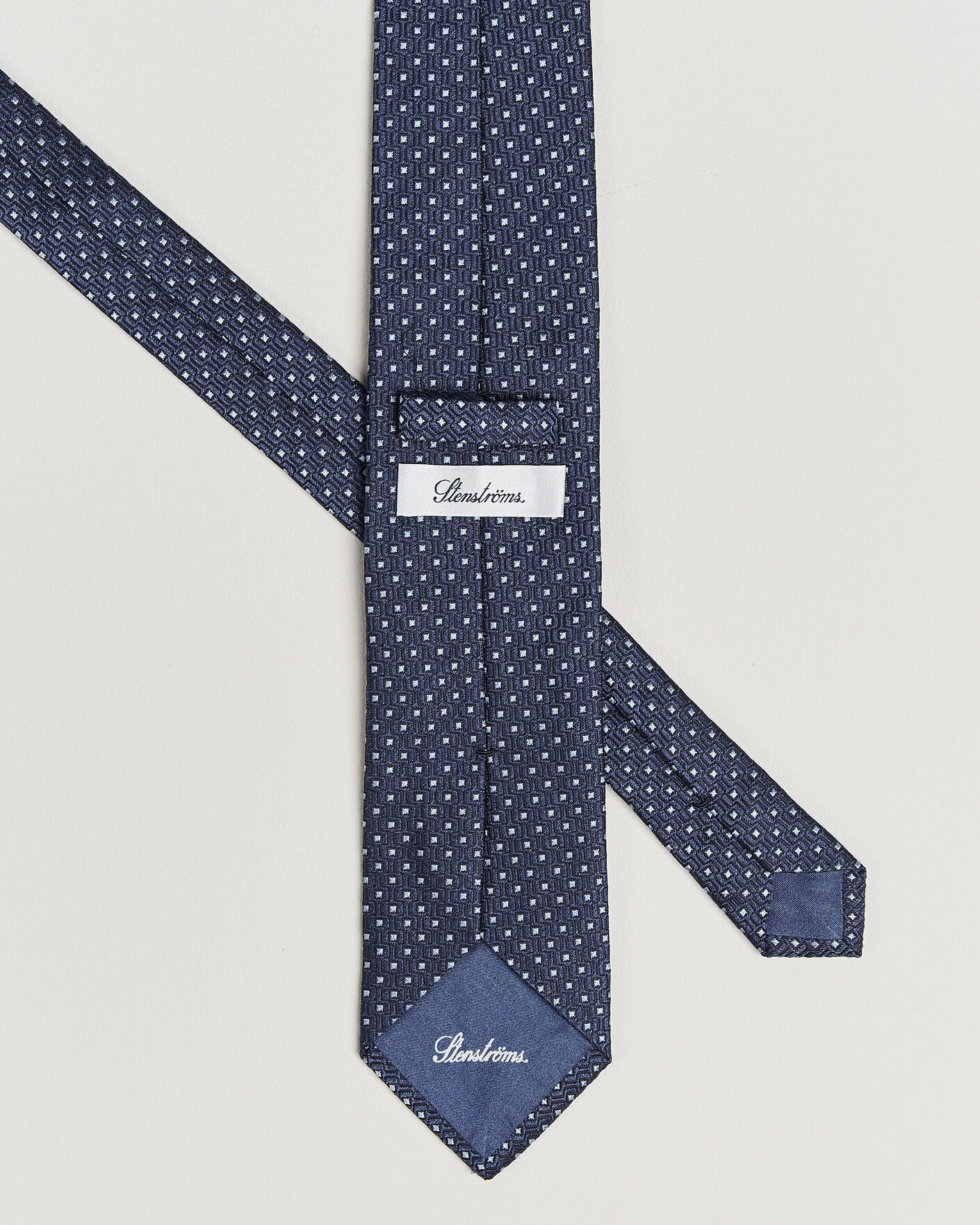 Hombres | Corbatas | Stenströms | Woven Silk Dot Tie 7,5cm Navy