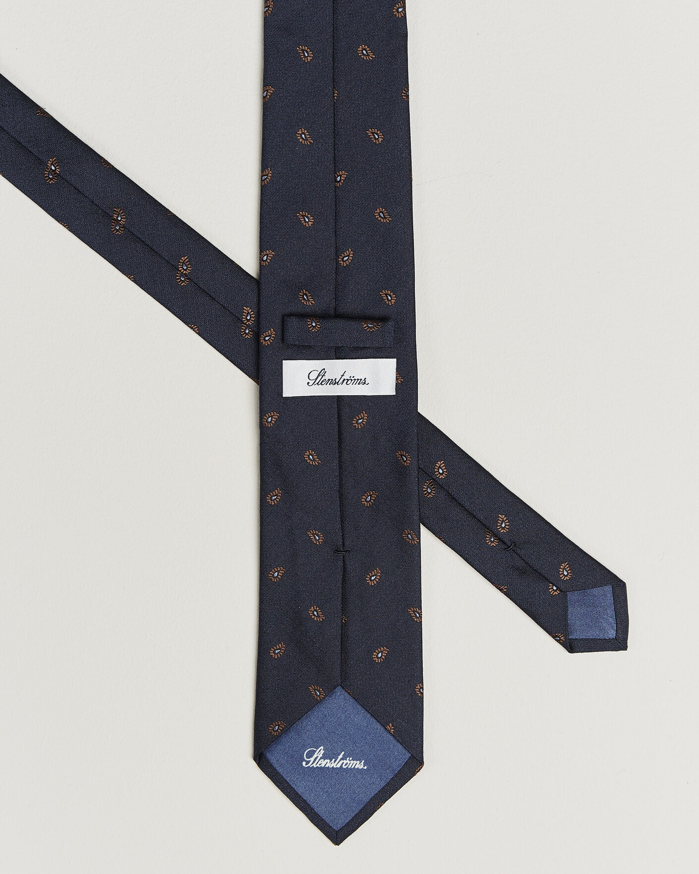 Hombres | Corbatas | Stenströms | Woven Paisley Silk Tie 7,5cm Navy