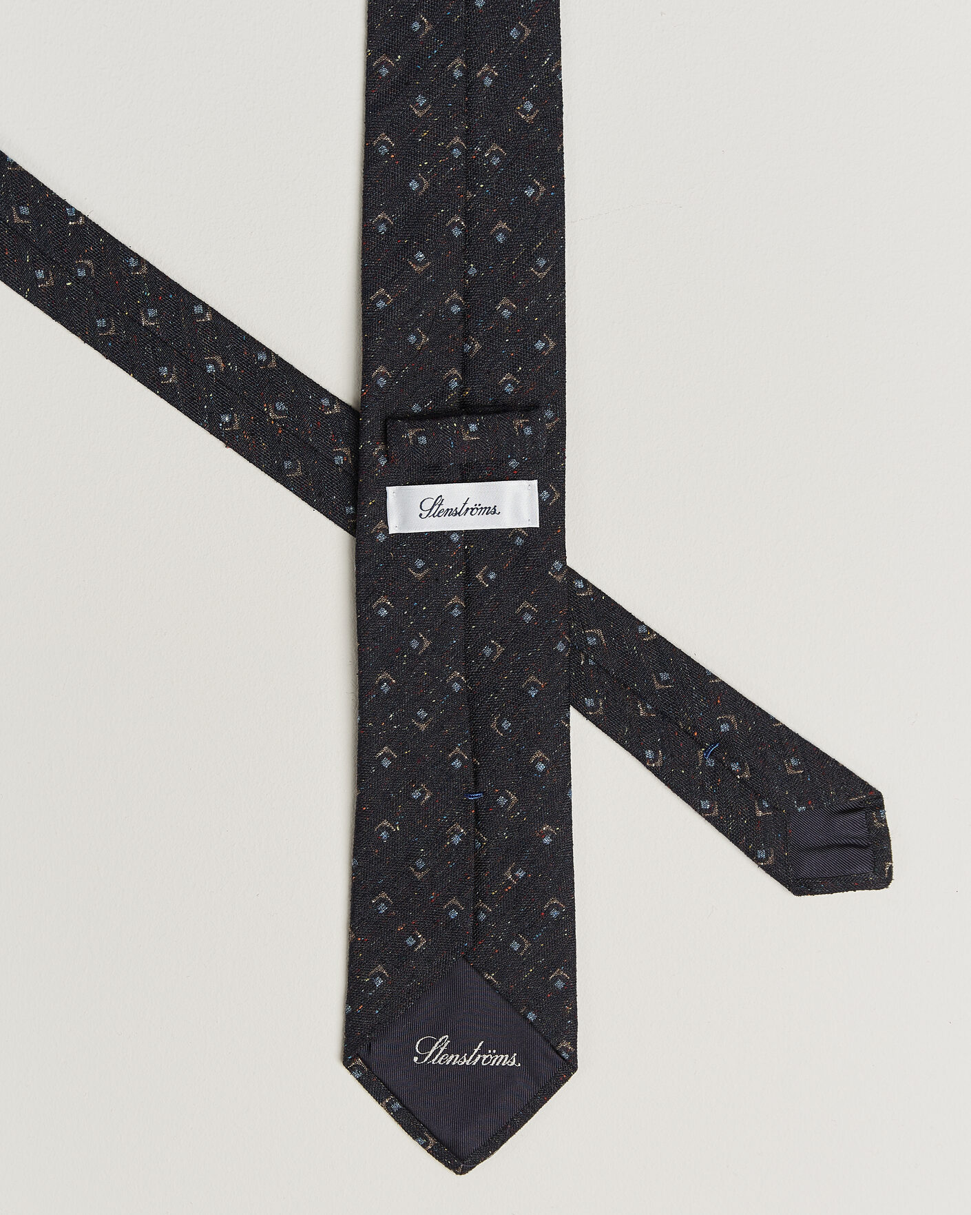 Hombres | Corbatas | Stenströms | Woven Herringbone Silk Tie 7,5cm Navy
