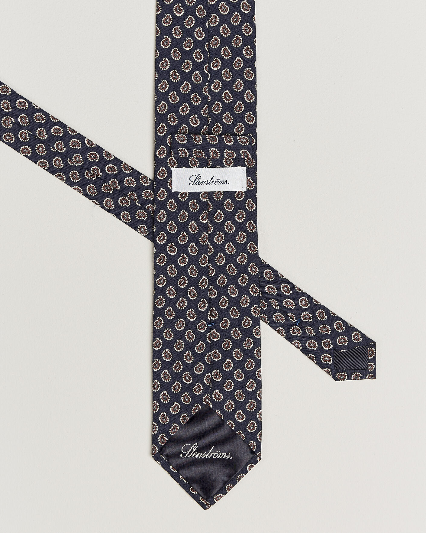 Hombres | Corbatas | Stenströms | Printed Silk Paisley Tie 7,5cm Blue