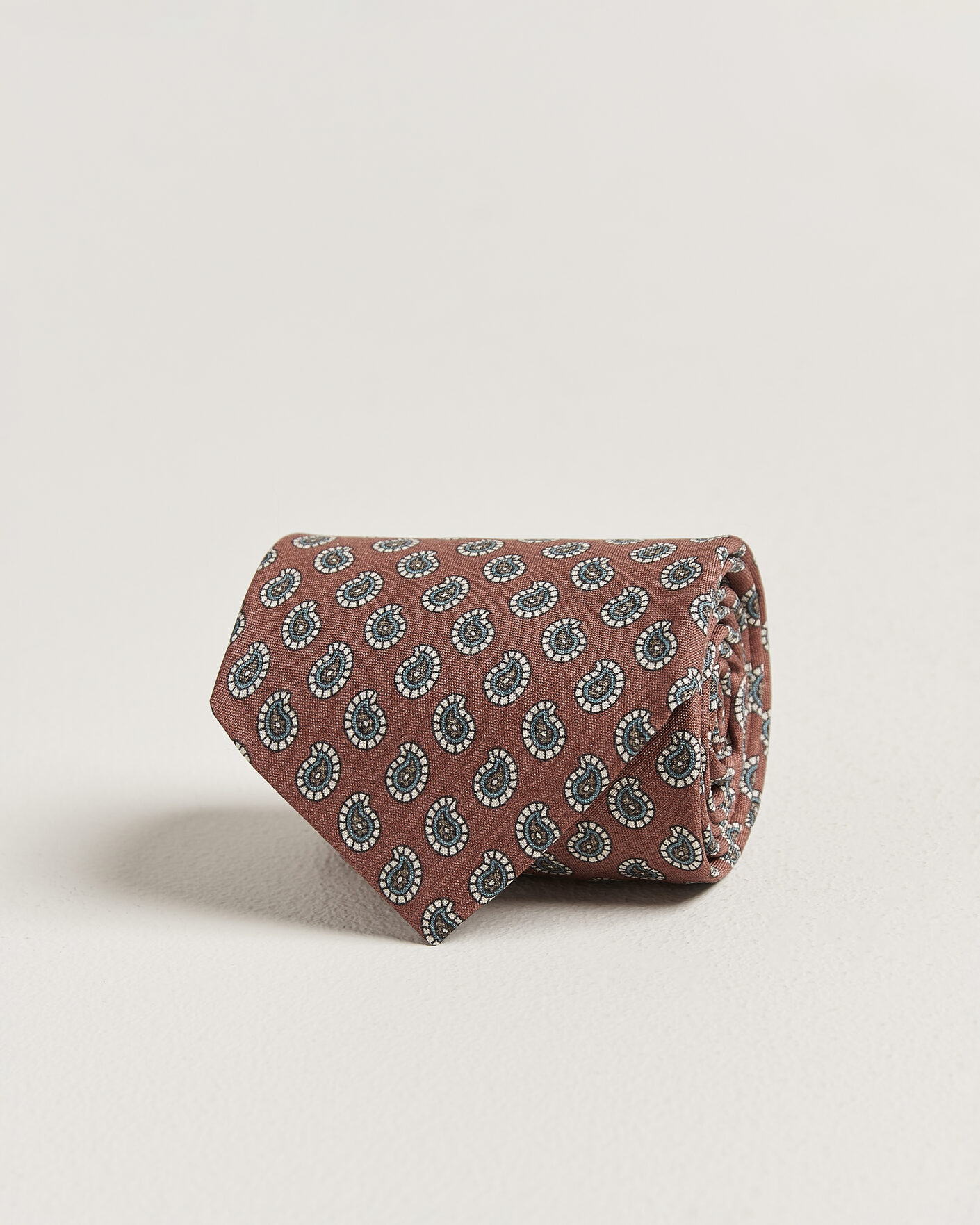 Hombres | Corbatas | Stenströms | Printed Silk Paisley Tie 7,5cm Rust