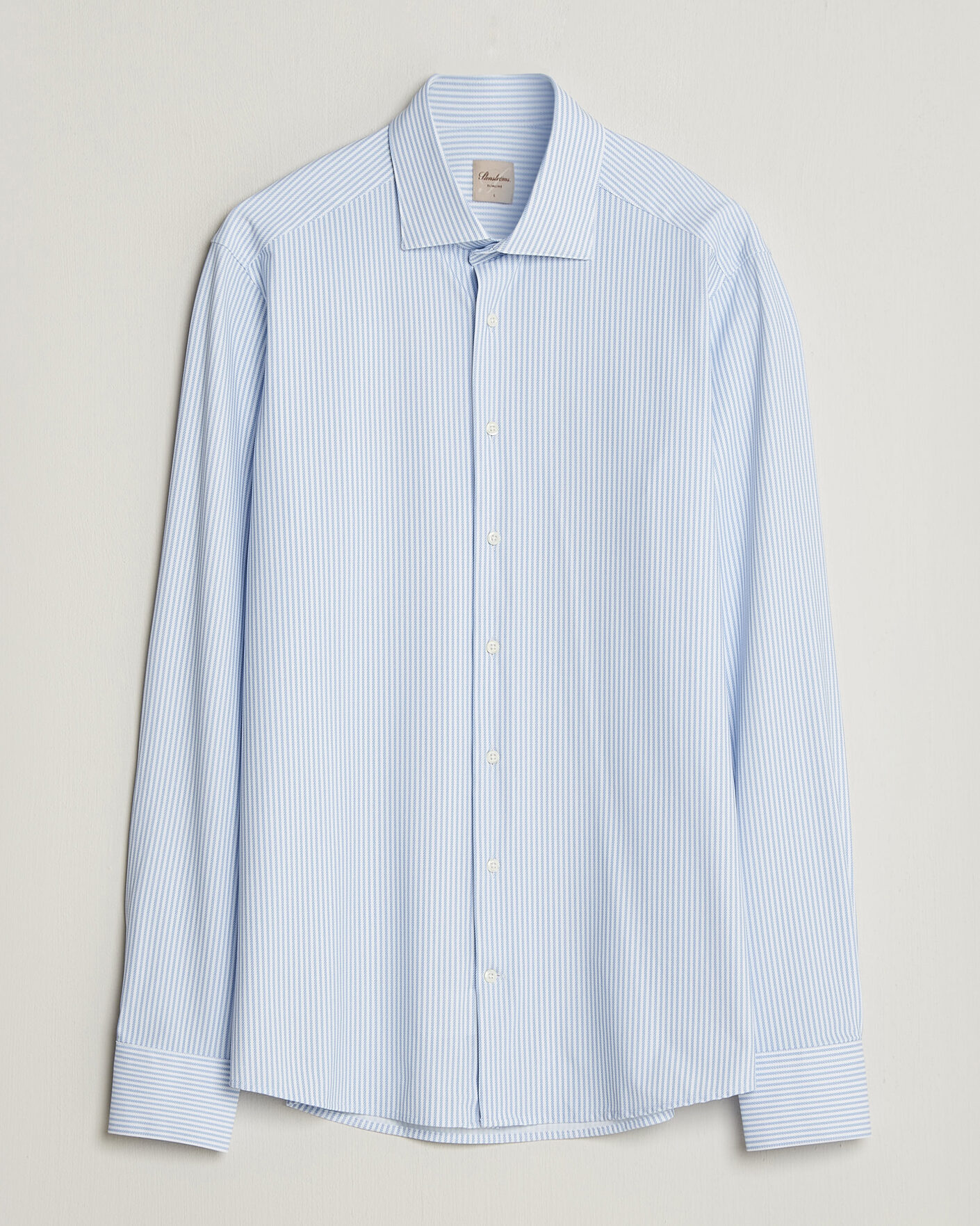 Hombres | Camisas | Stenströms | Slimline Active Stretch Striped Shirt Light Blue