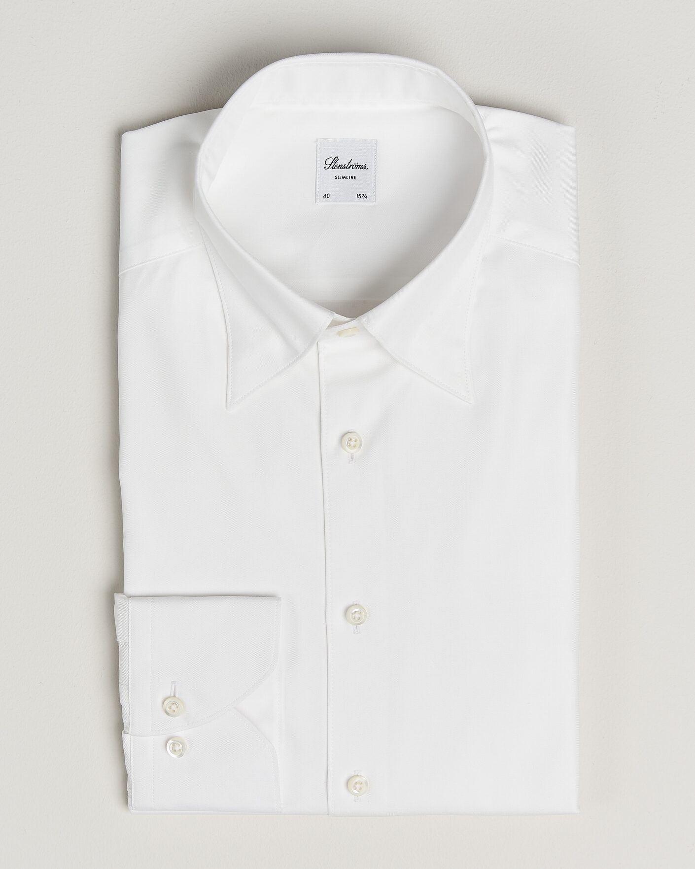 Hombres | Camisas | Stenströms | Slimline Twofold Cotton Button Under Shirt White