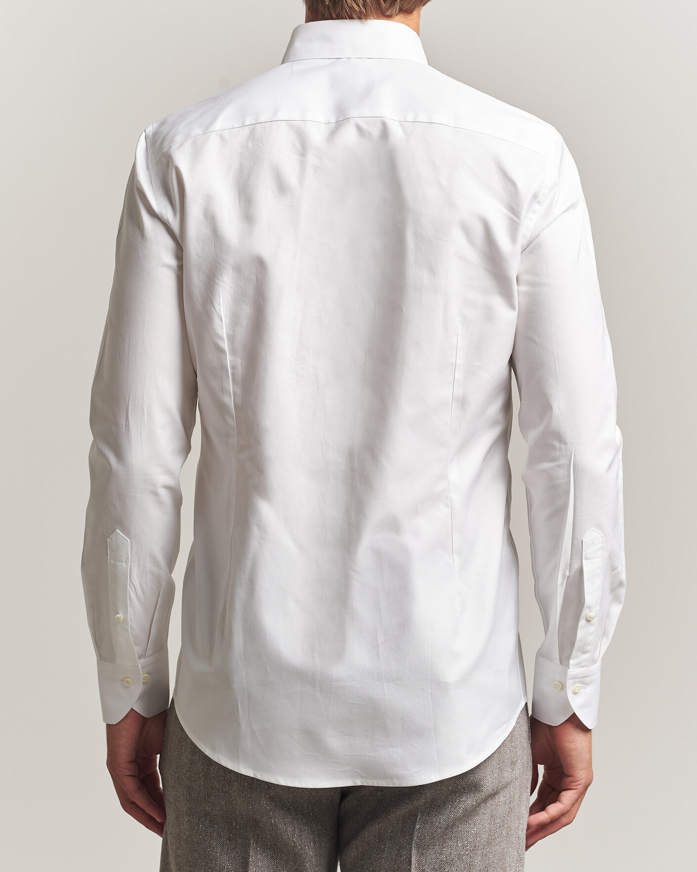 Hombres | Camisas | Stenströms | Slimline Twofold Cotton Button Under Shirt White