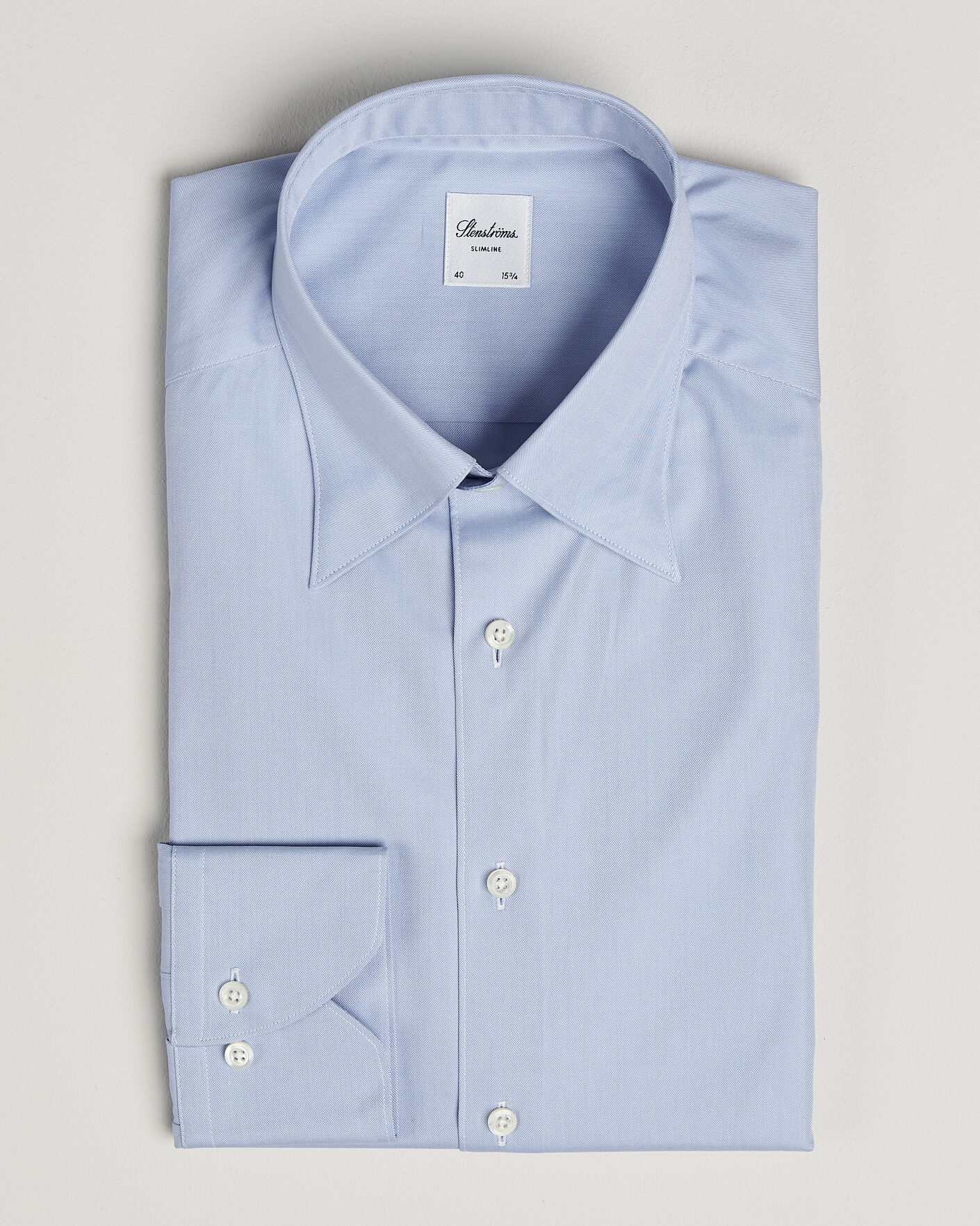 Hombres | Camisas | Stenströms | Slimline Twofold Cotton Button Under Shirt Blue