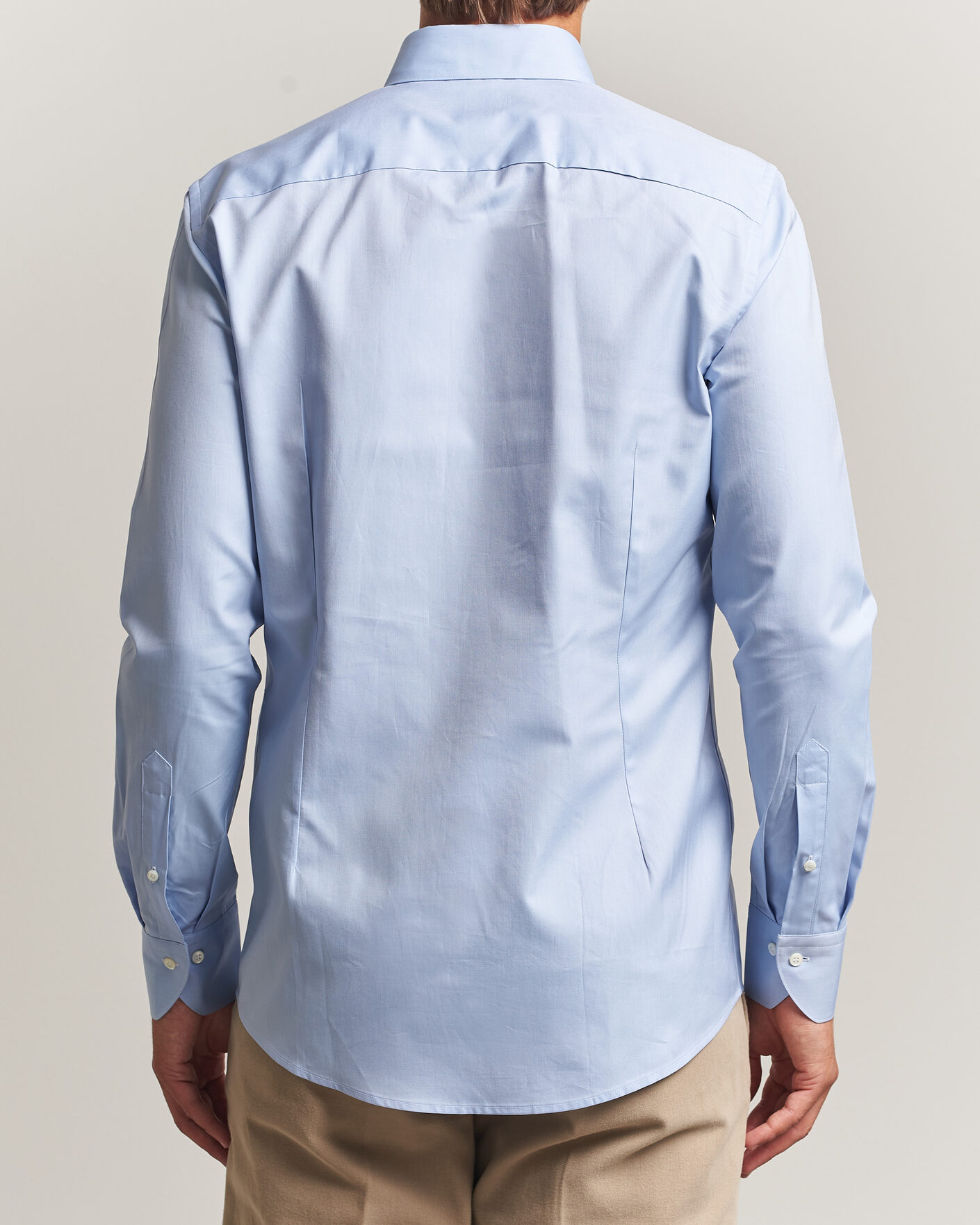 Hombres | Camisas | Stenströms | Slimline Twofold Cotton Button Under Shirt Blue