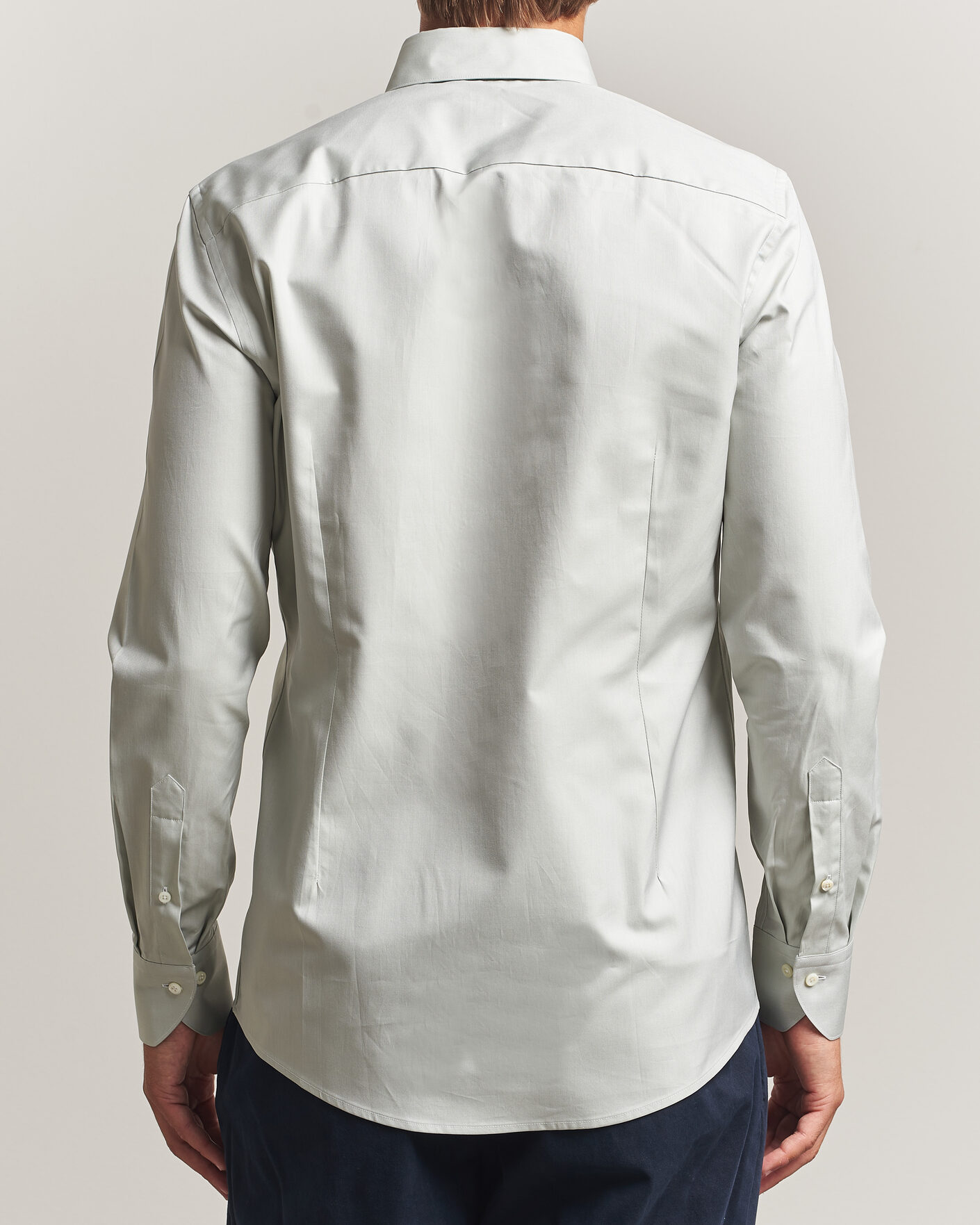 Hombres | Camisas | Stenströms | Slimline Twofold Cotton Button Under Shirt Green