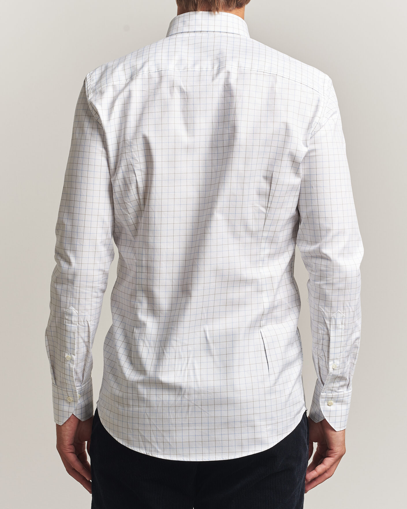 Hombres | Camisas | Stenströms | Slimline Oxford Tattersall Shirt White