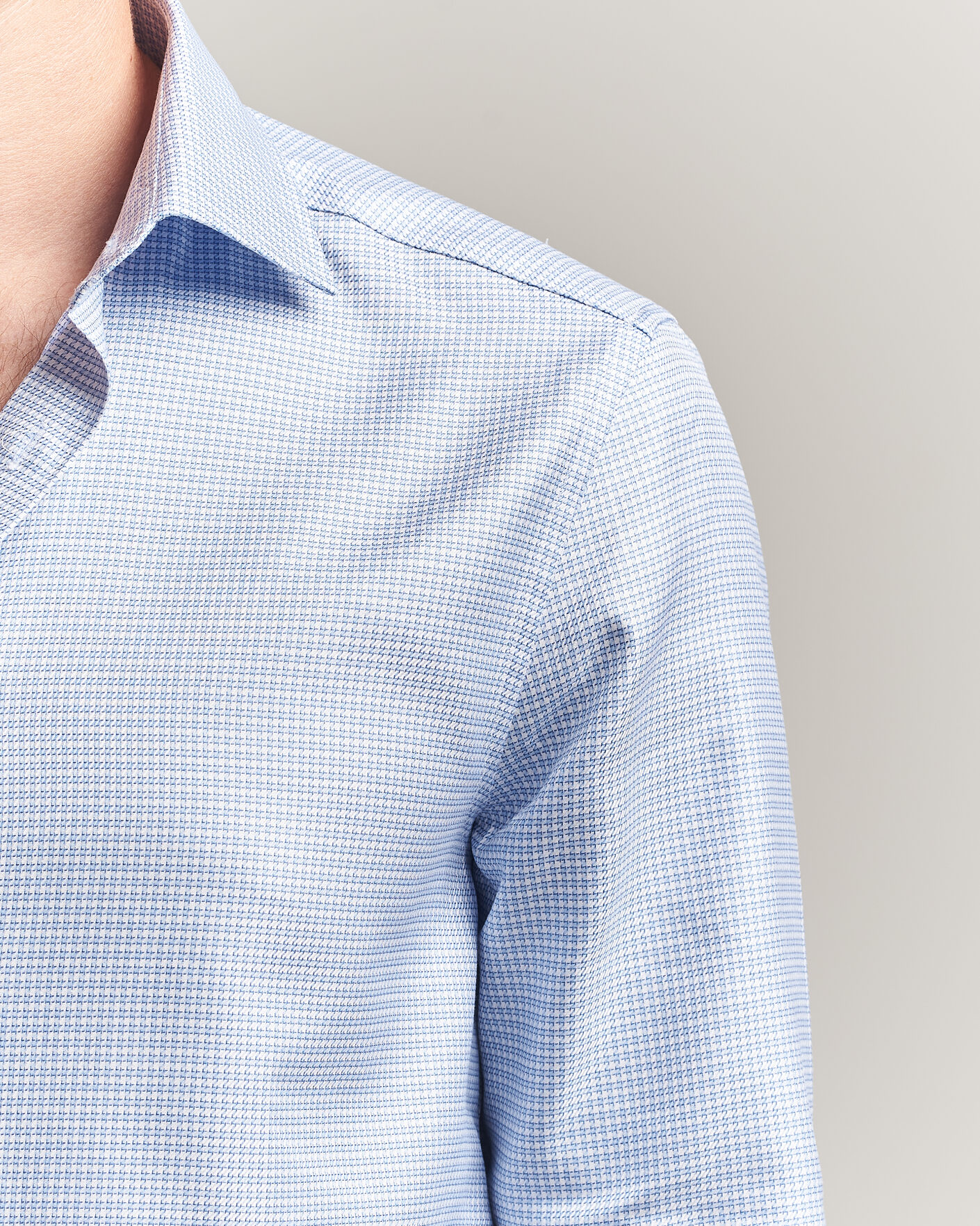 Hombres | Camisas | Stenströms | Slimline Twofold Houndstooth Shirt Blue