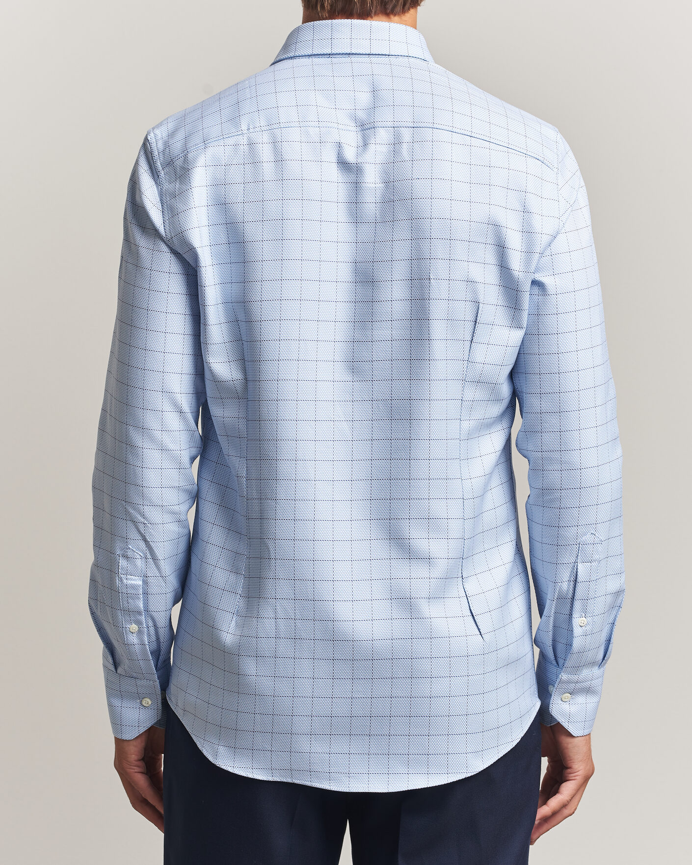 Hombres | Camisas | Stenströms | Slimline Twofold Structure Check Shirt Blue