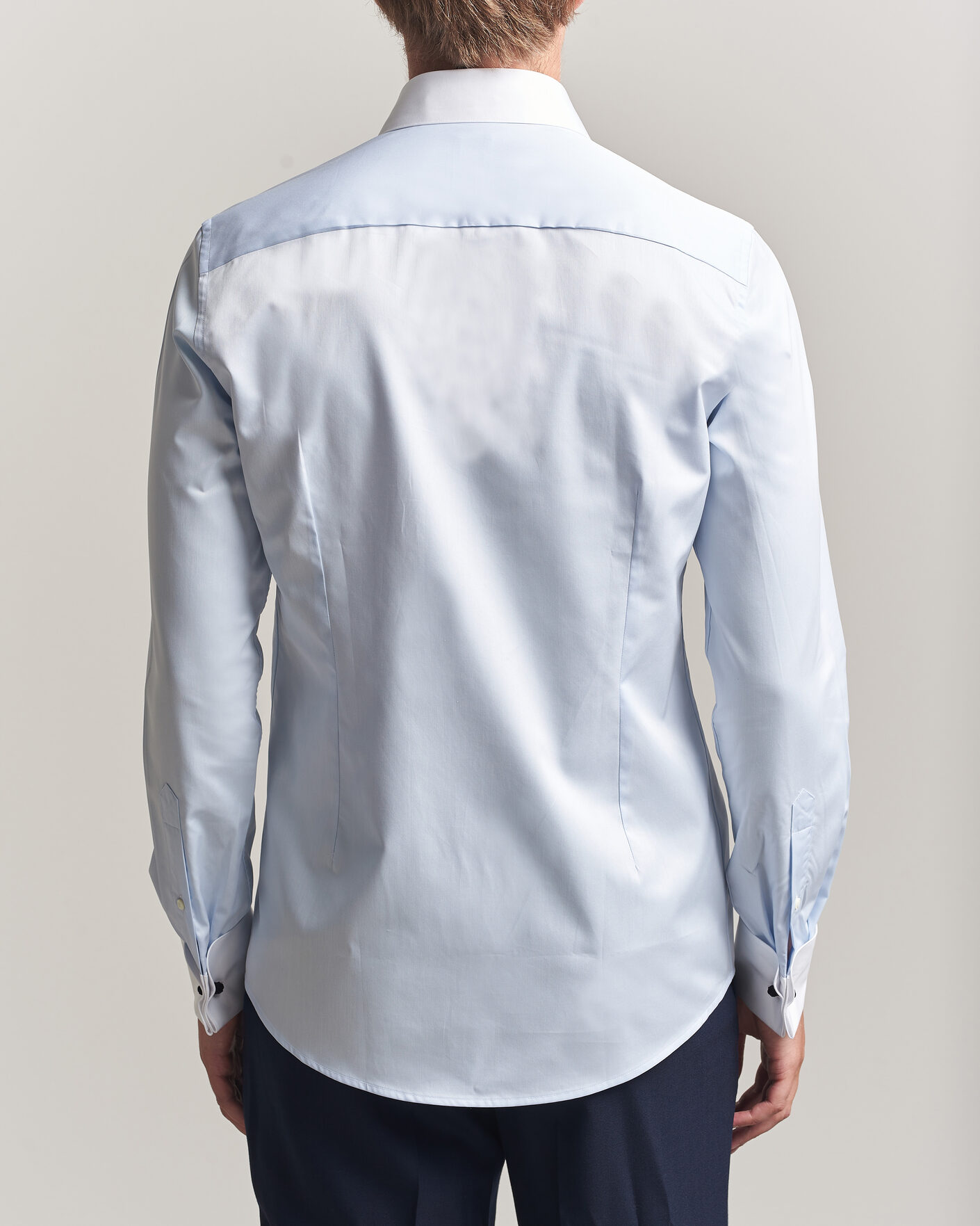 Hombres | Camisas | Stenströms | Slimline White Collar Whinchester Shirt Blue