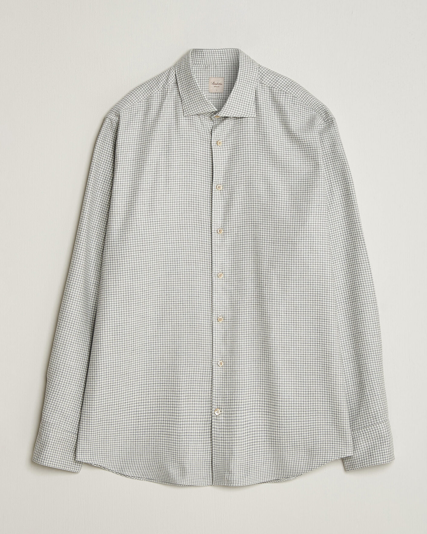 Hombres | Camisas | Stenströms | Regular Fit Houndstooth Flannel Shirt Grey