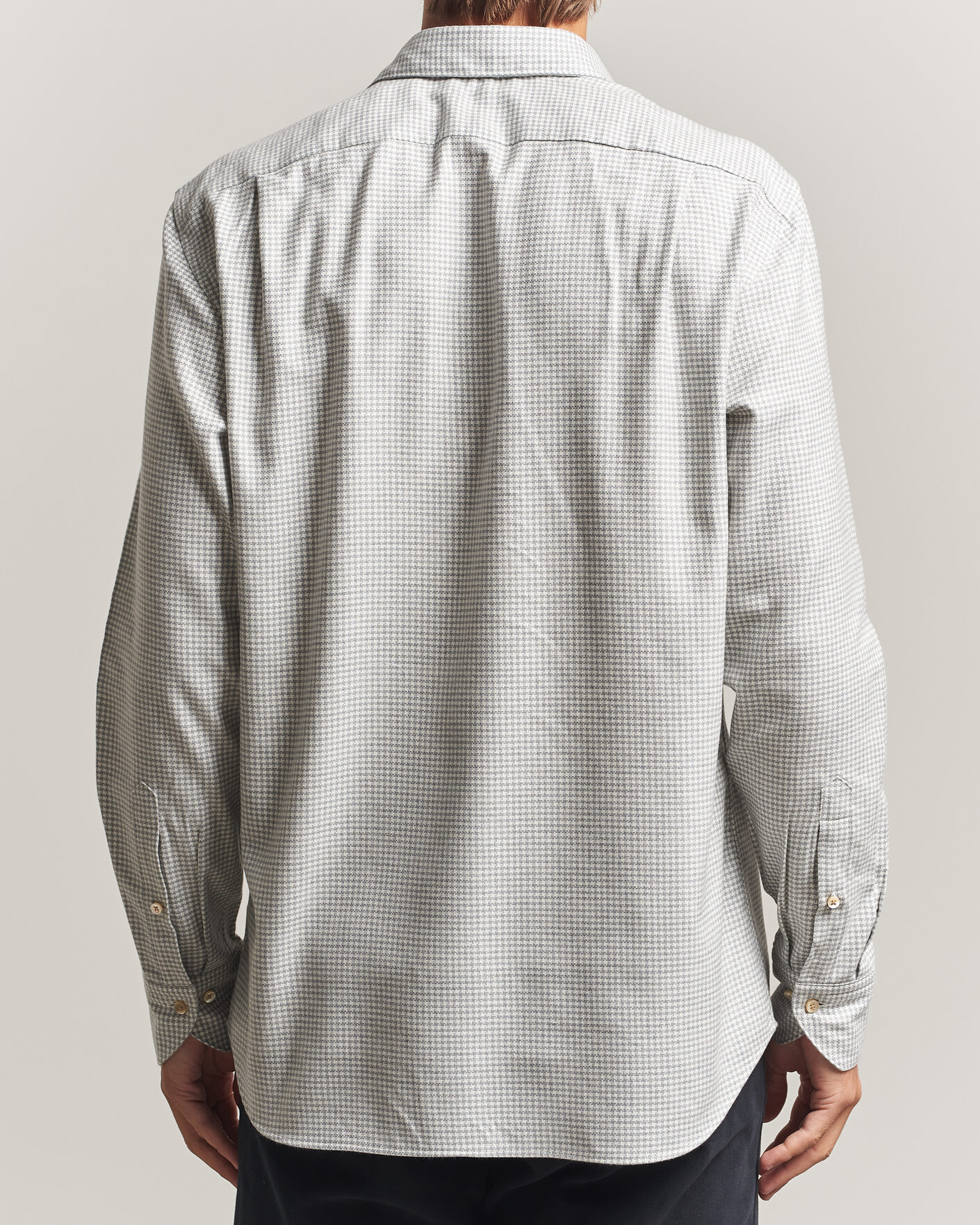 Hombres | Camisas | Stenströms | Regular Fit Houndstooth Flannel Shirt Grey