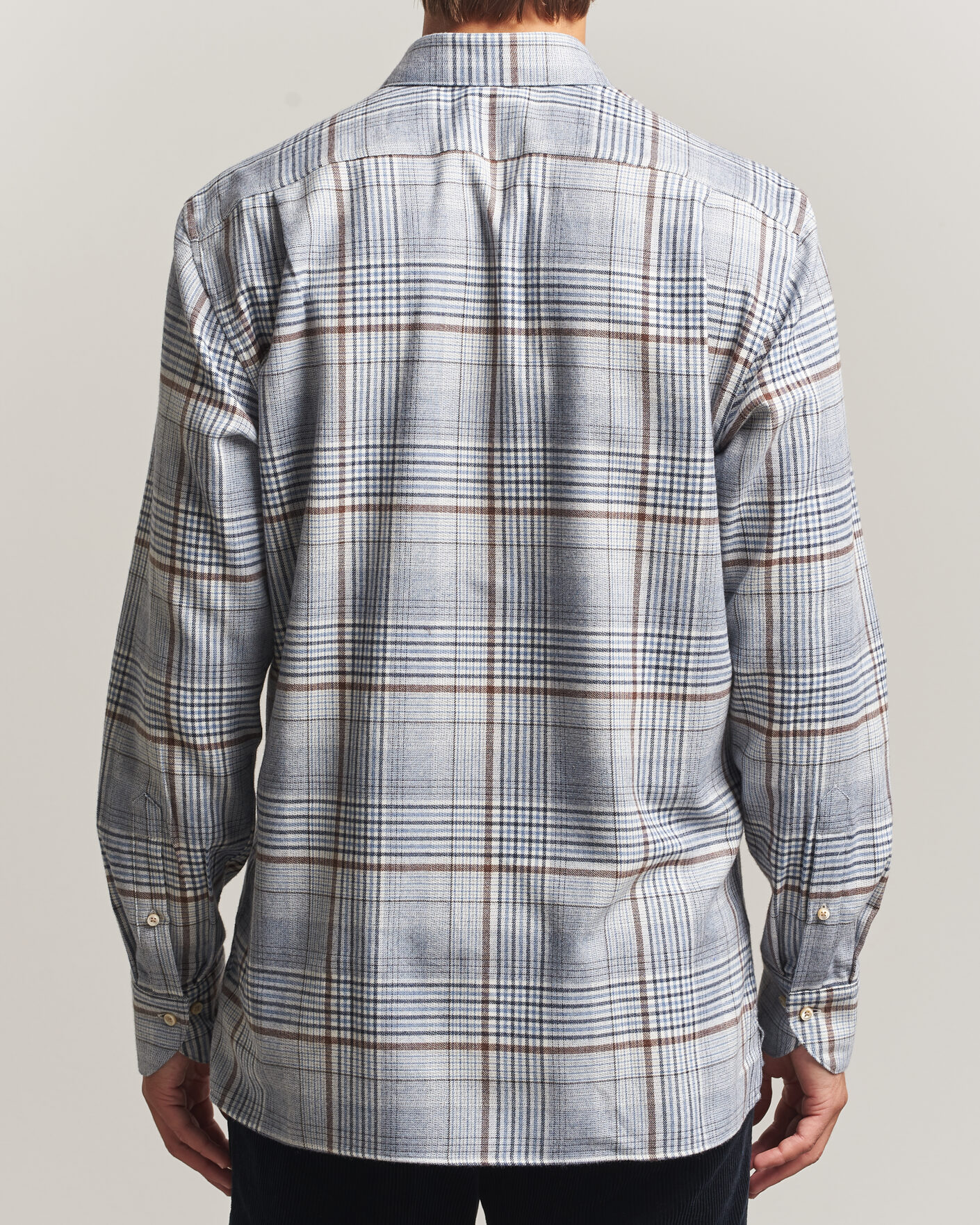 Hombres | Camisas | Stenströms | Regular Fit Front Pocket Flannel Shirt Blue