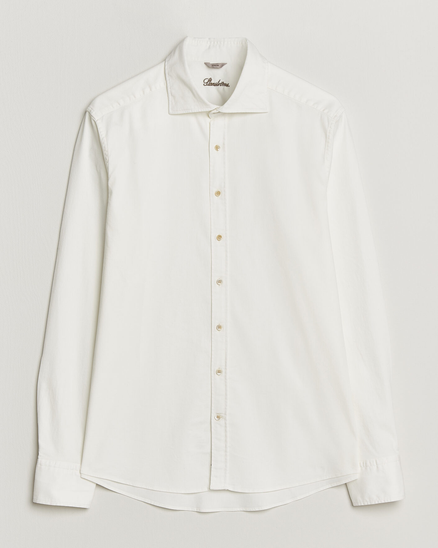 Hombres | Camisas | Stenströms | Slimline Garment Washed Shirt Off White Denim