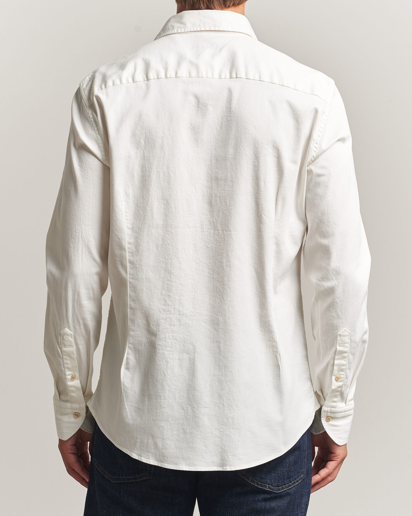 Hombres | Camisas | Stenströms | Slimline Garment Washed Shirt Off White Denim