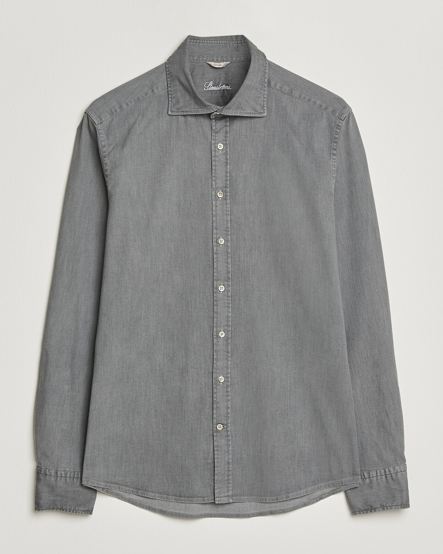Hombres | Camisas | Stenströms | Slimline Garment Washed Shirt Grey Denim