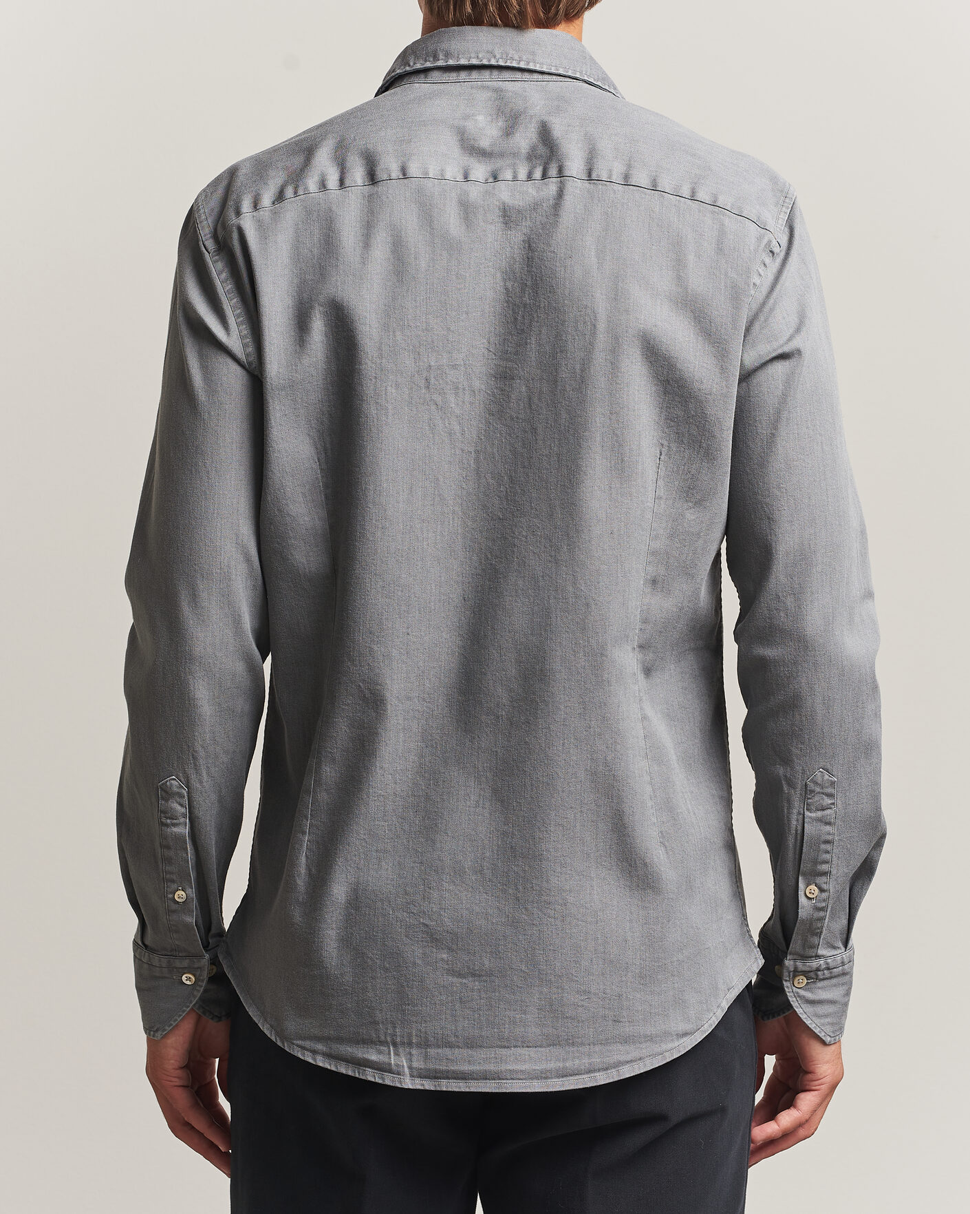 Hombres | Camisas | Stenströms | Slimline Garment Washed Shirt Grey Denim