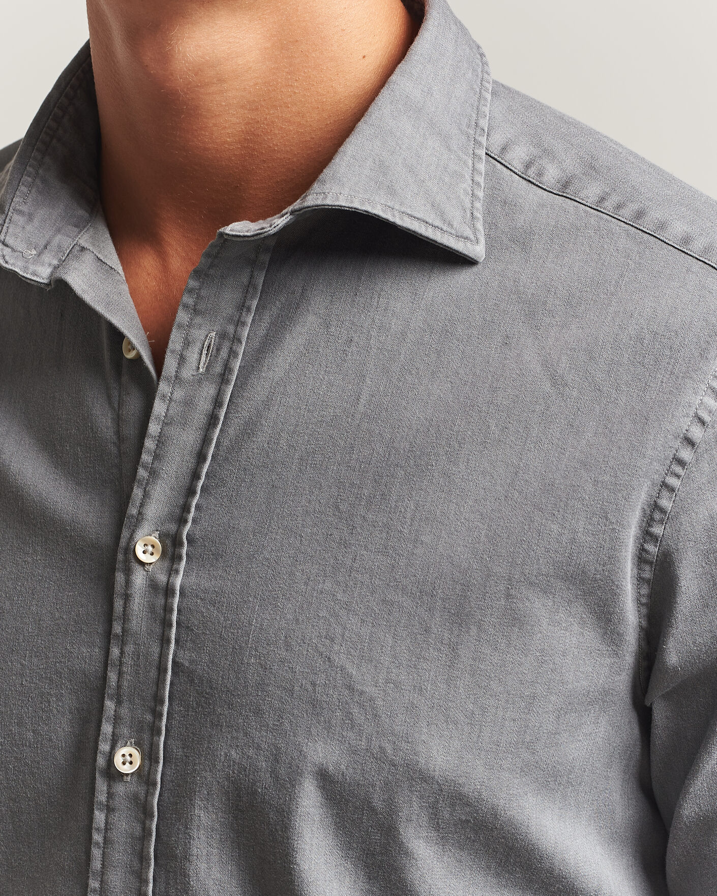Hombres | Camisas | Stenströms | Slimline Garment Washed Shirt Grey Denim