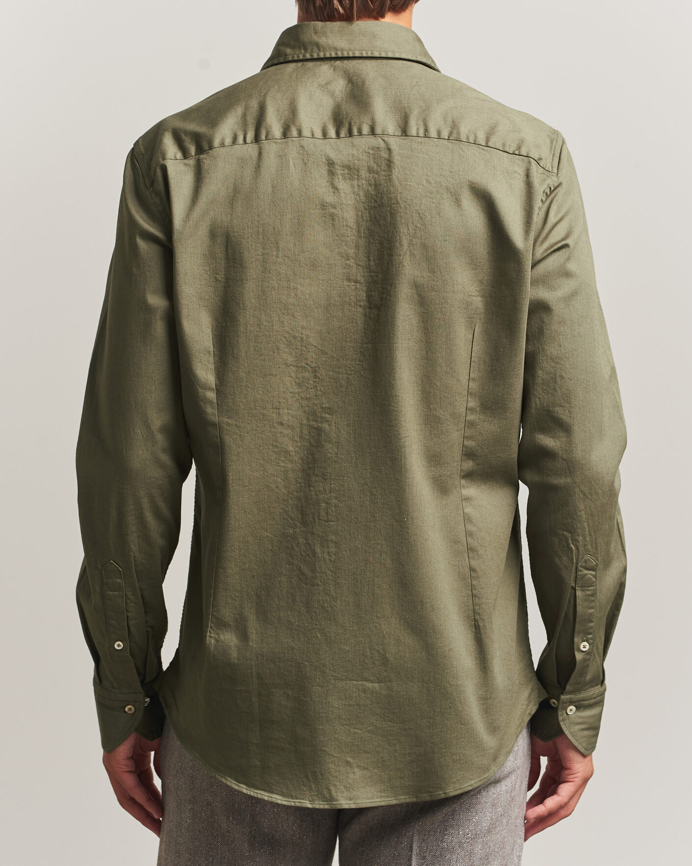 Hombres | Camisas | Stenströms | Slimline Garment Washed Shirt Green Denim