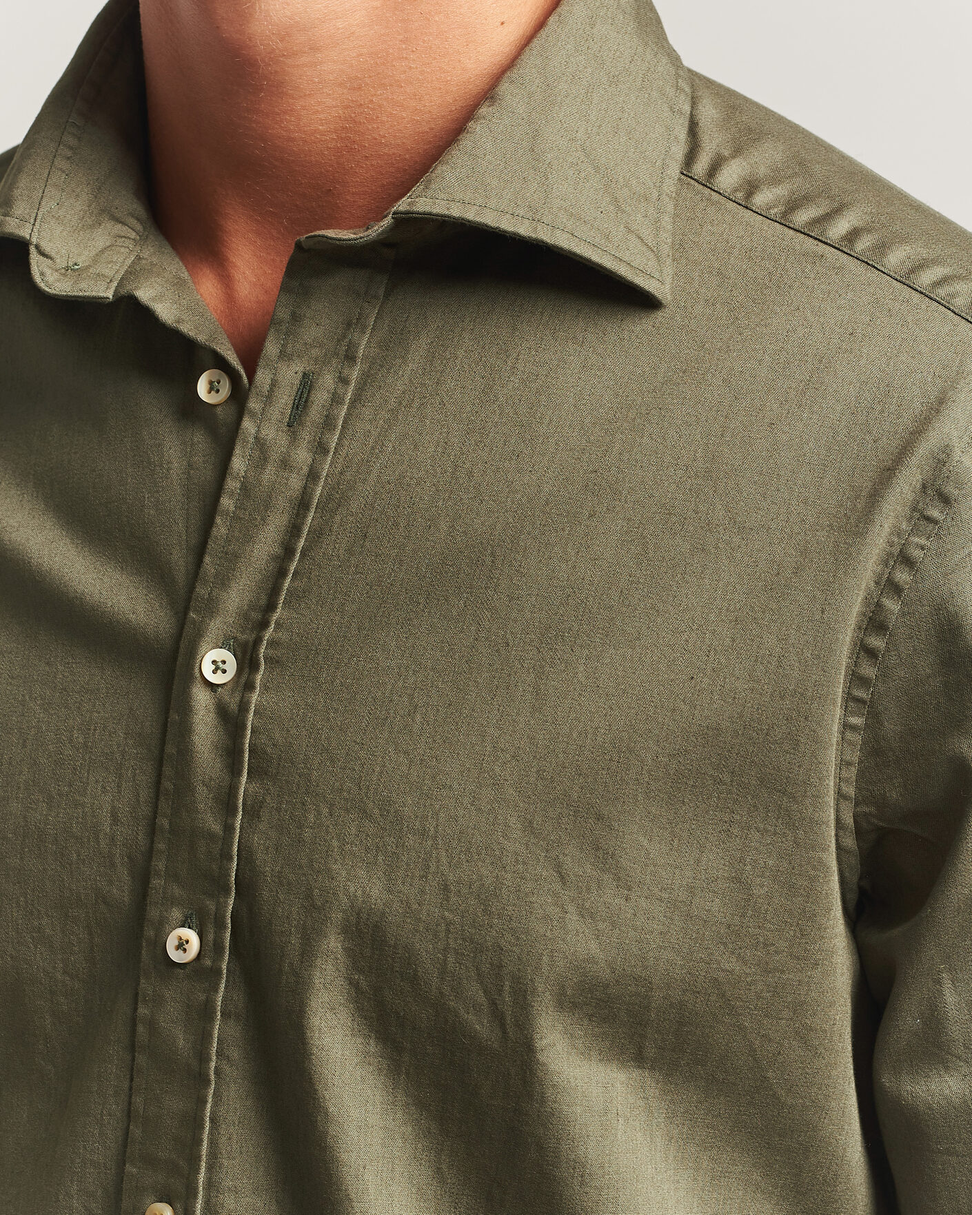Hombres | Camisas | Stenströms | Slimline Garment Washed Shirt Green Denim
