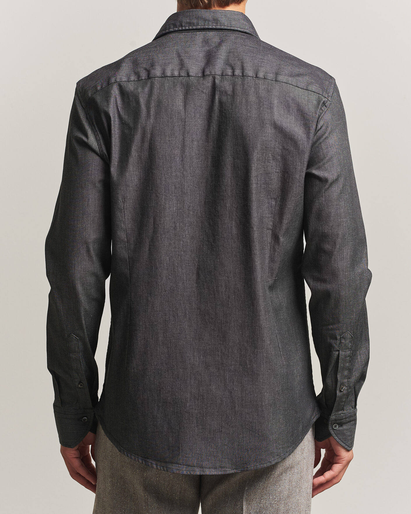 Hombres | Camisas | Stenströms | Slimline Garment Washed Shirt Black Denim