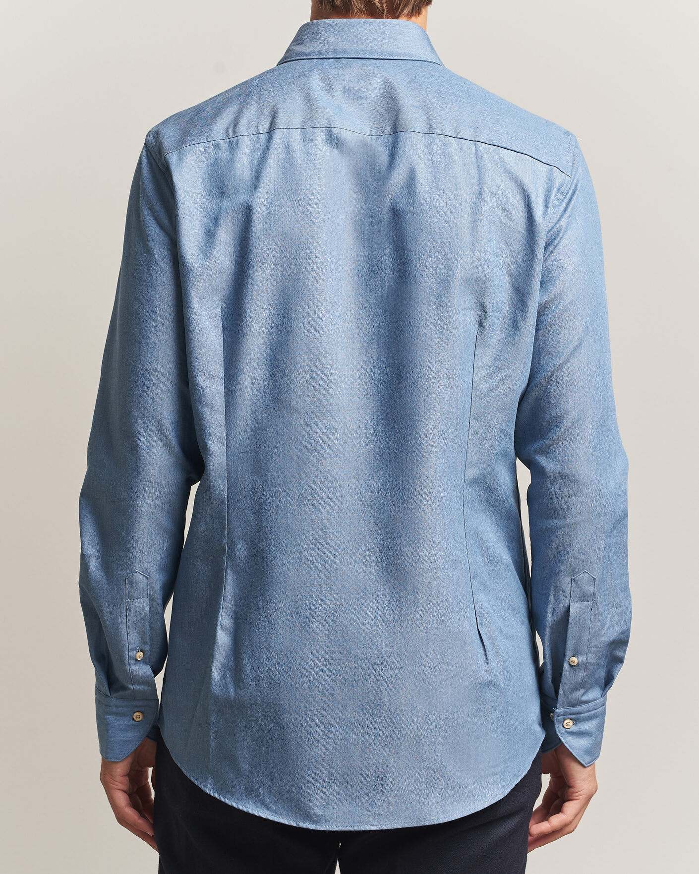 Hombres | Camisas | Stenströms | Slimline Cotton Twill Denim Shirt Blue