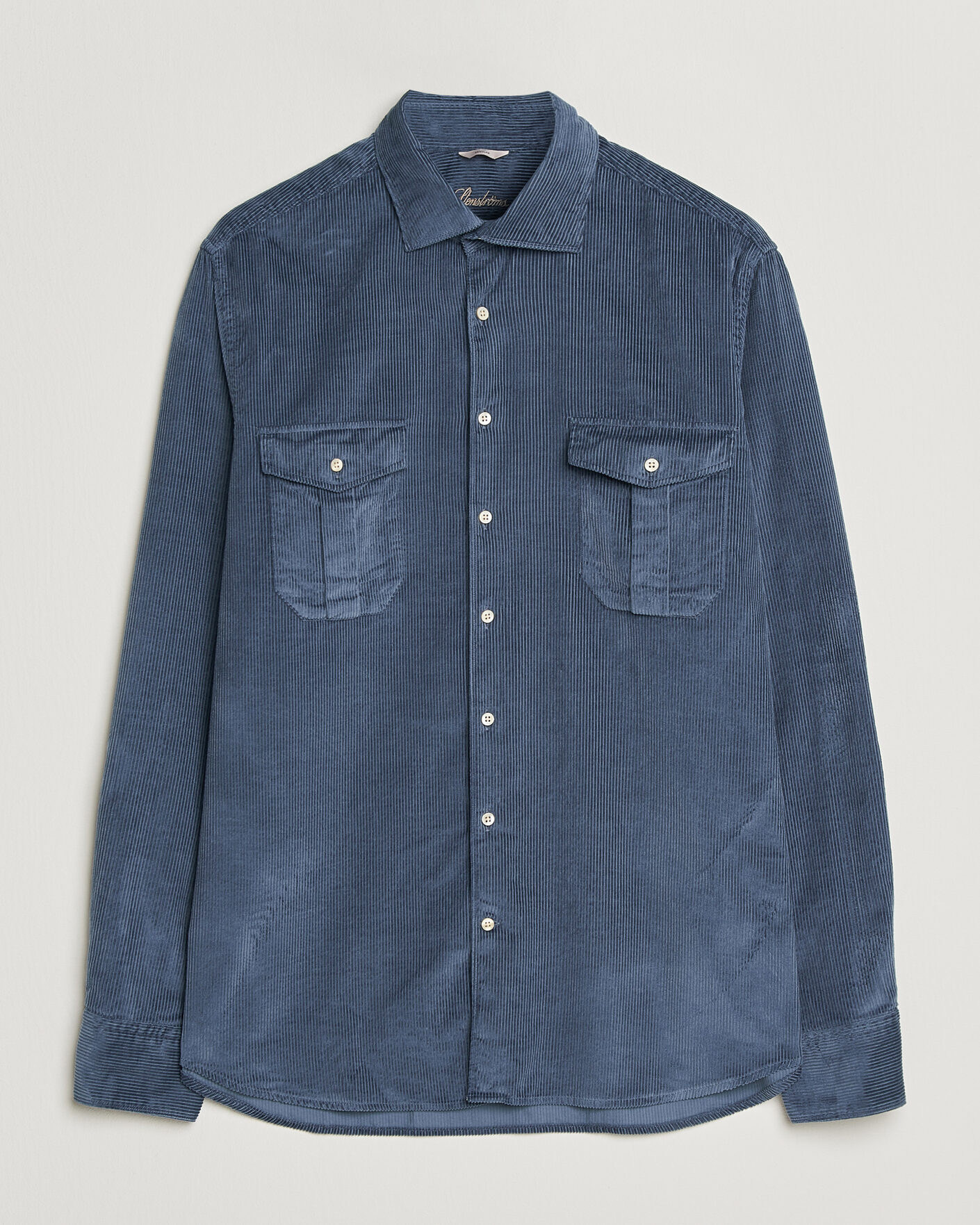 Hombres | Camisas | Stenströms | Regular Fit Cord Pocket Shirt Blue