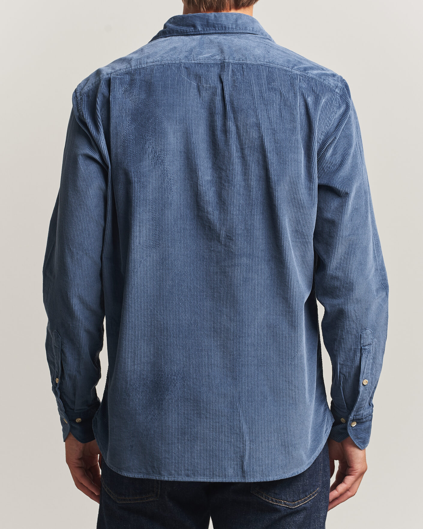 Hombres | Camisas | Stenströms | Regular Fit Cord Pocket Shirt Blue