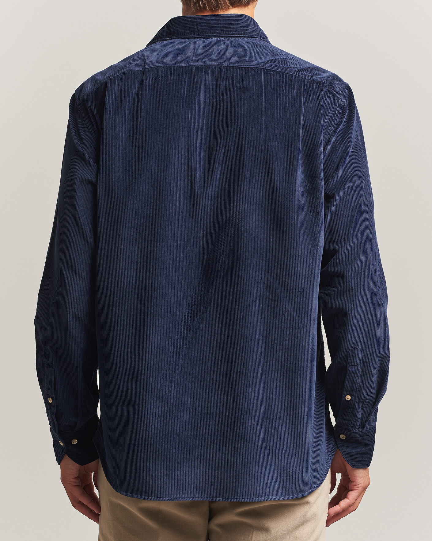 Hombres | Camisas | Stenströms | Regular Fit Cord Pocket Shirt Navy