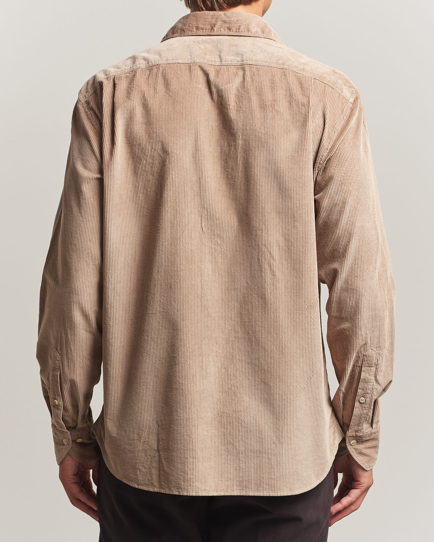 Hombres | Camisas | Stenströms | Regular Fit Cord Pocket Shirt Light Brown