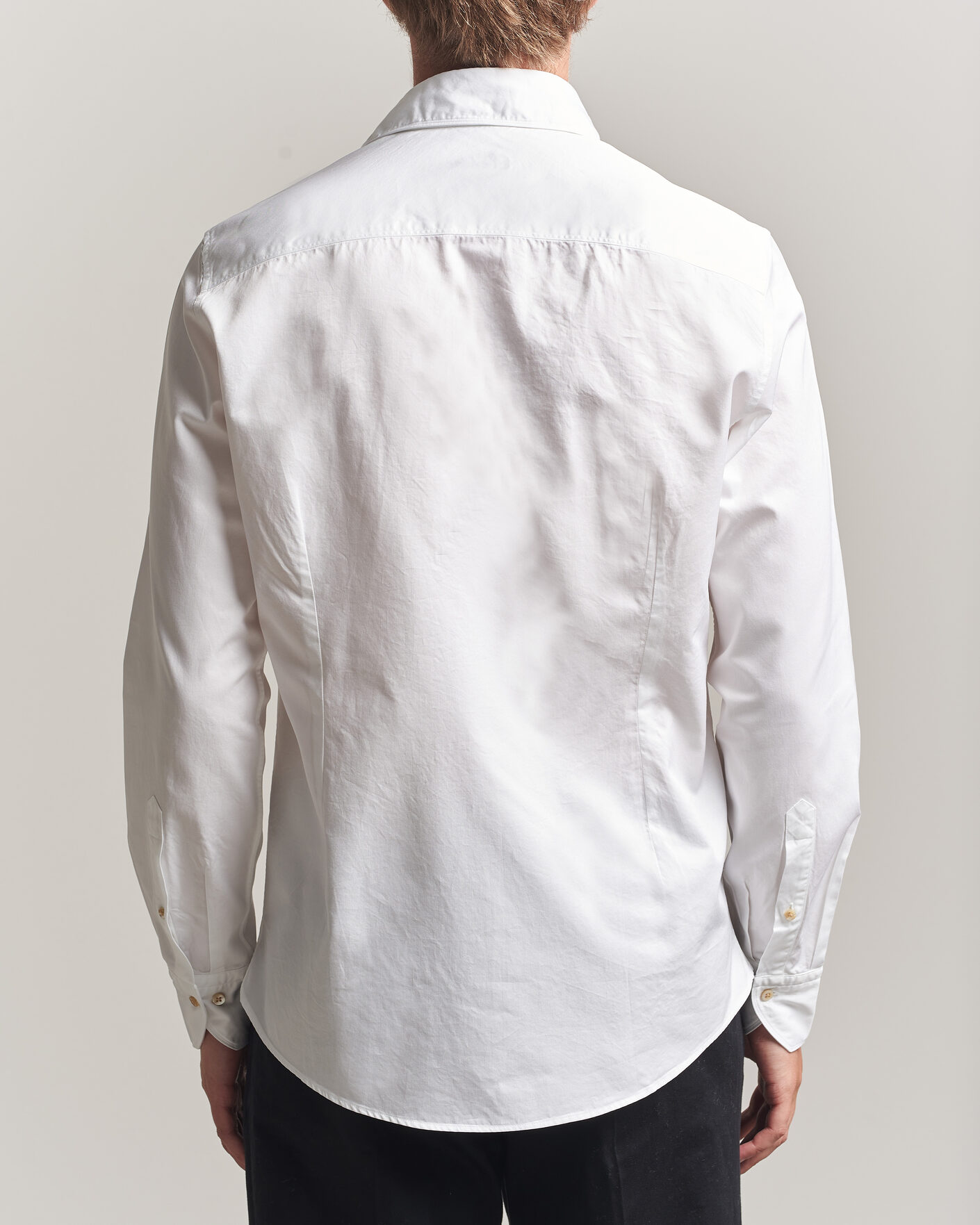 Hombres | Camisas | Stenströms | Slimline Washed Cotton Twill Cut Away Shirt White