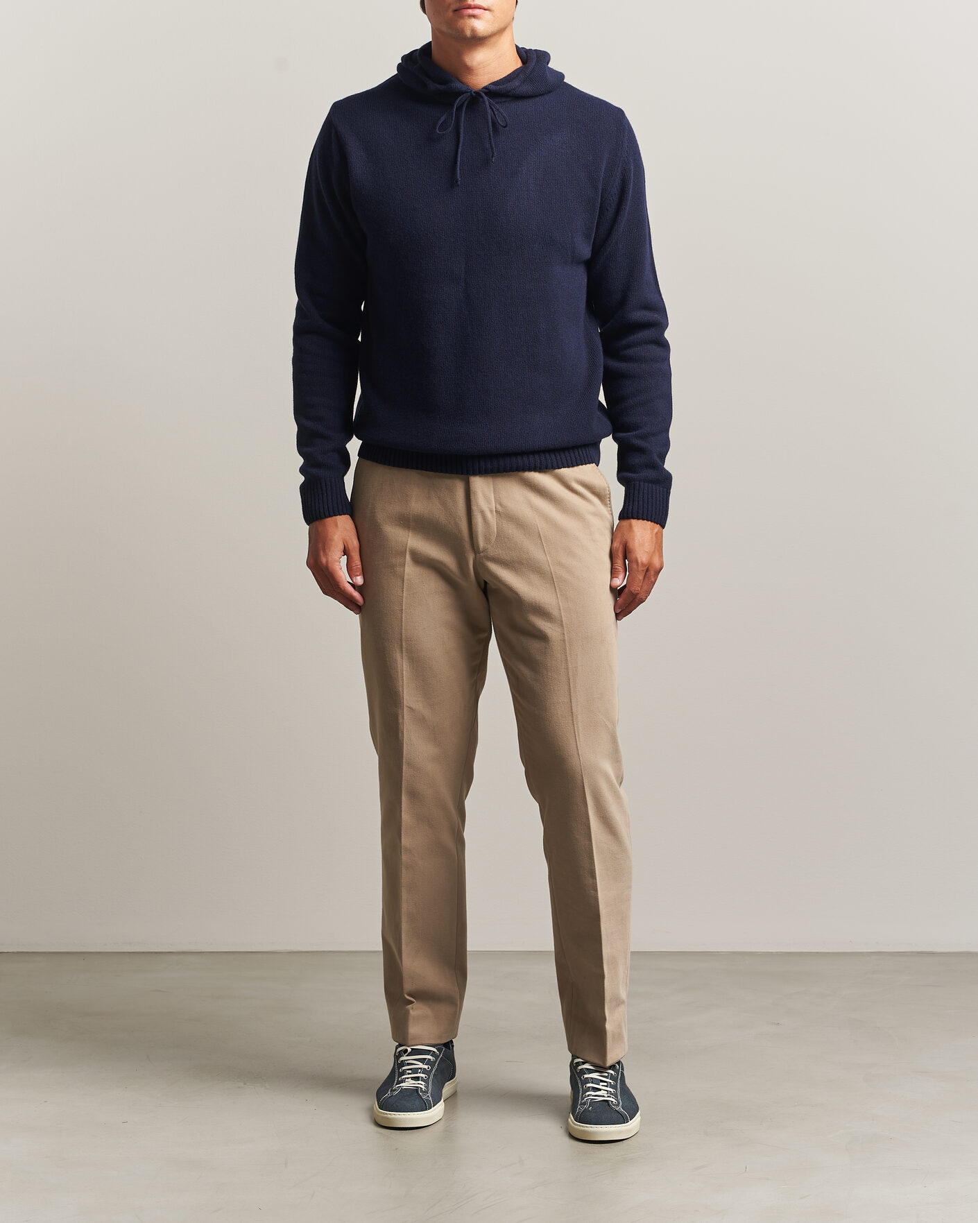 Hombres | Jerséis y prendas de punto | Stenströms | Brushed Merino Hood Navy