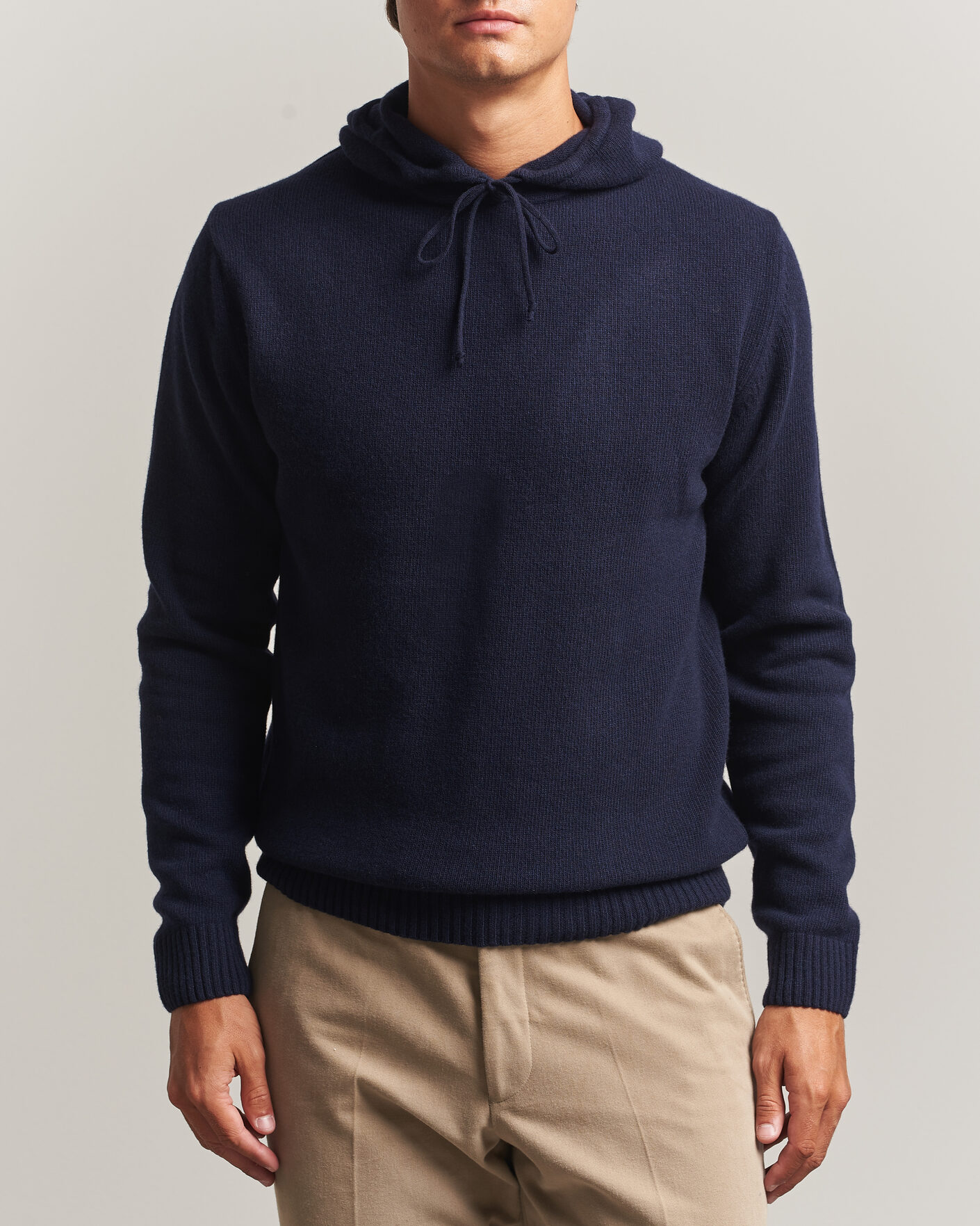 Hombres | Jerséis y prendas de punto | Stenströms | Brushed Merino Hood Navy