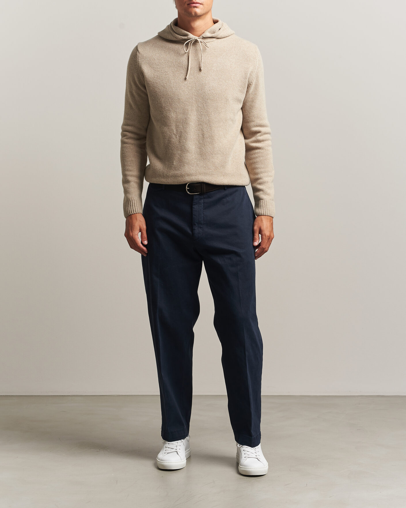 Hombres | Jerséis y prendas de punto | Stenströms | Brushed Merino Hood Beige