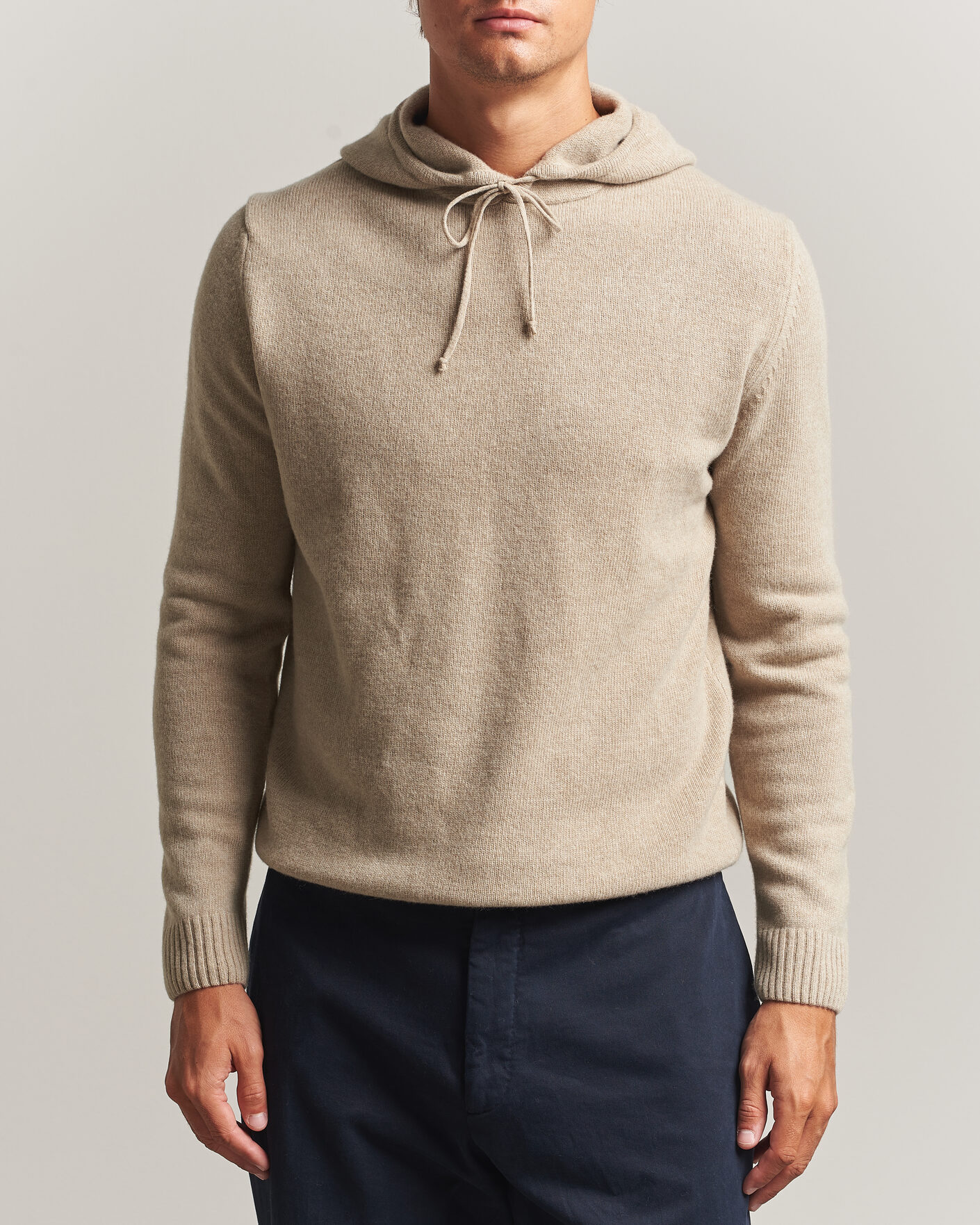 Hombres | Jerséis y prendas de punto | Stenströms | Brushed Merino Hood Beige