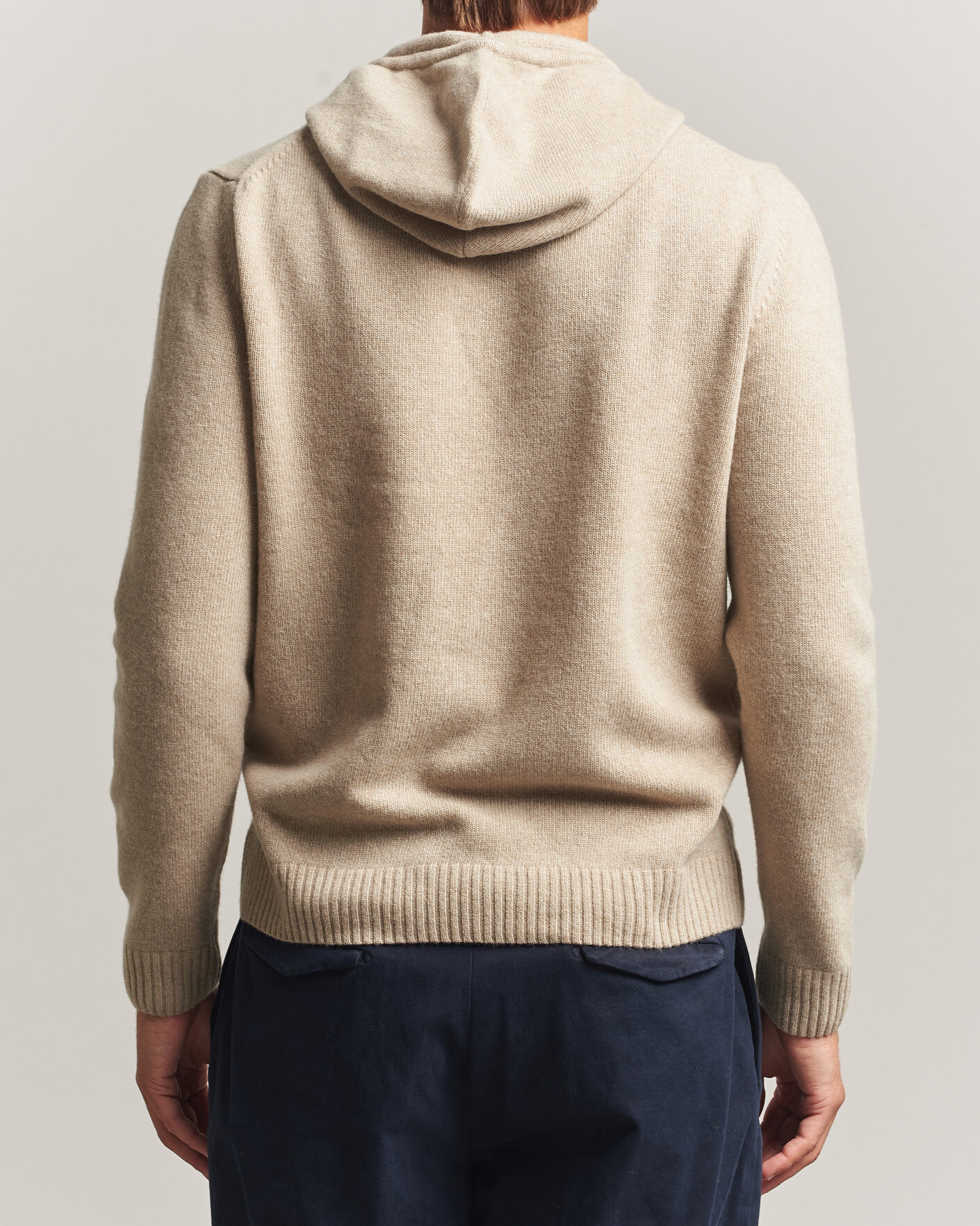 Hombres | Jerséis y prendas de punto | Stenströms | Brushed Merino Hood Beige