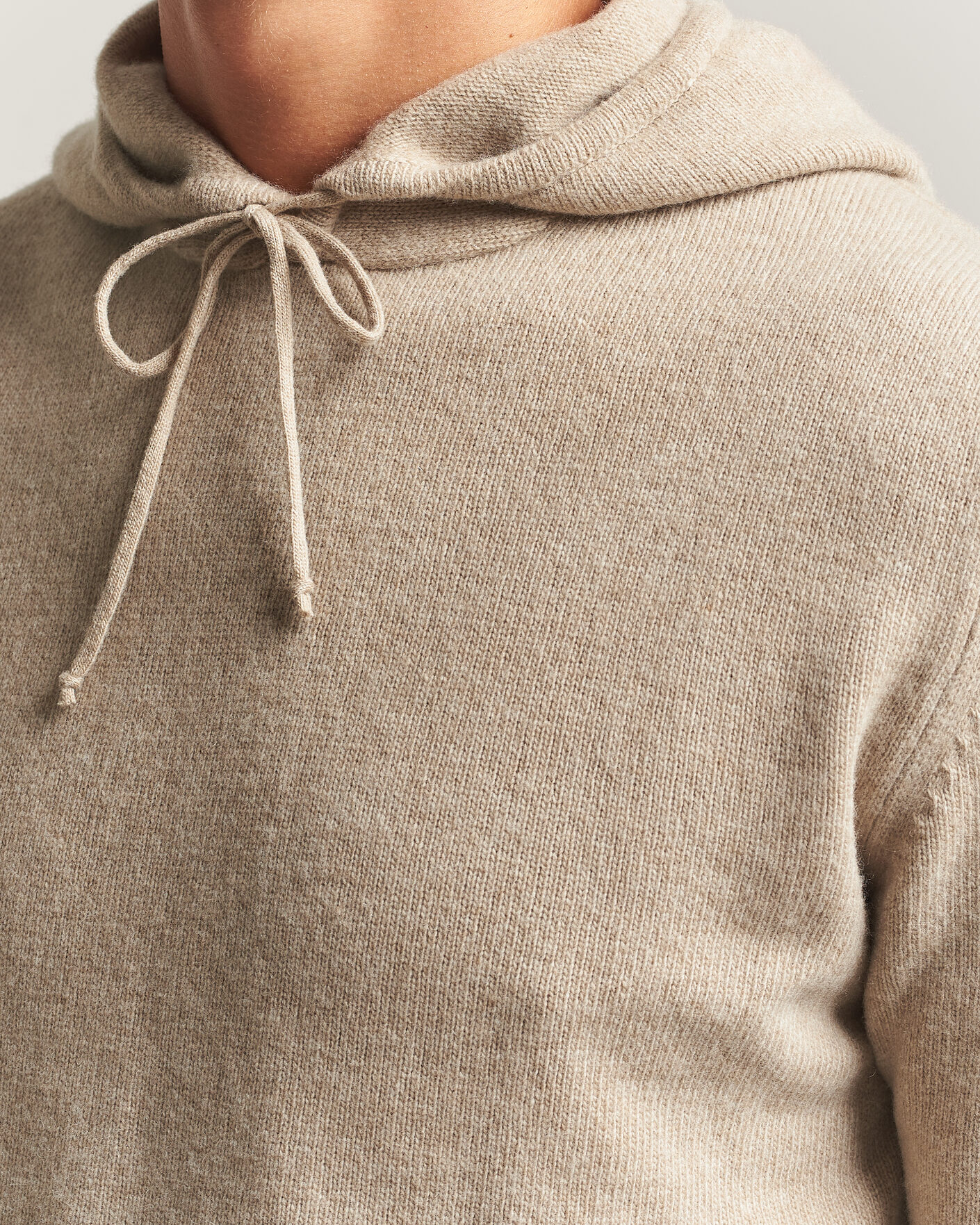 Hombres | Jerséis y prendas de punto | Stenströms | Brushed Merino Hood Beige