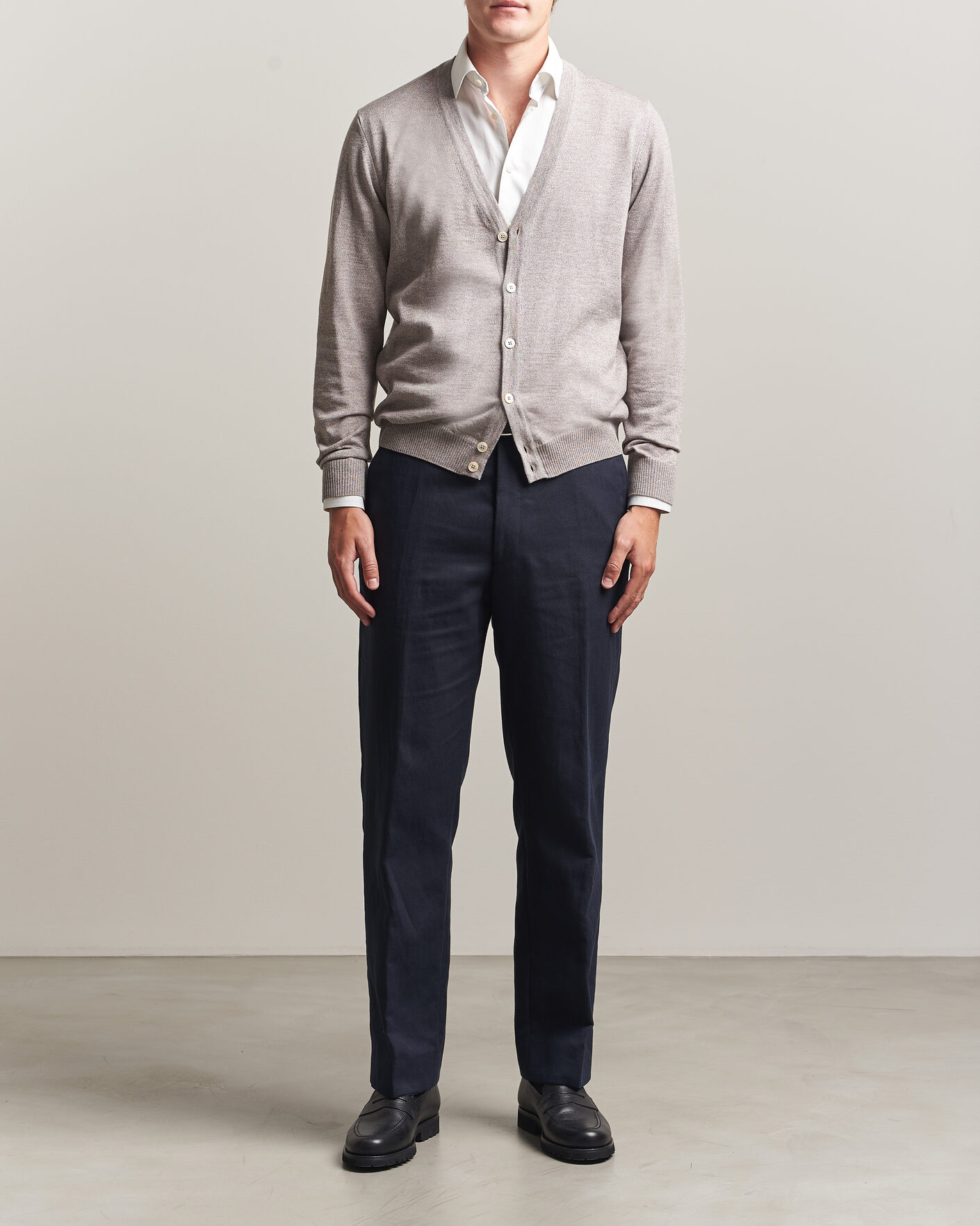 Hombres | Jerséis y prendas de punto | Stenströms | Merino Cardigan Beige Mouline