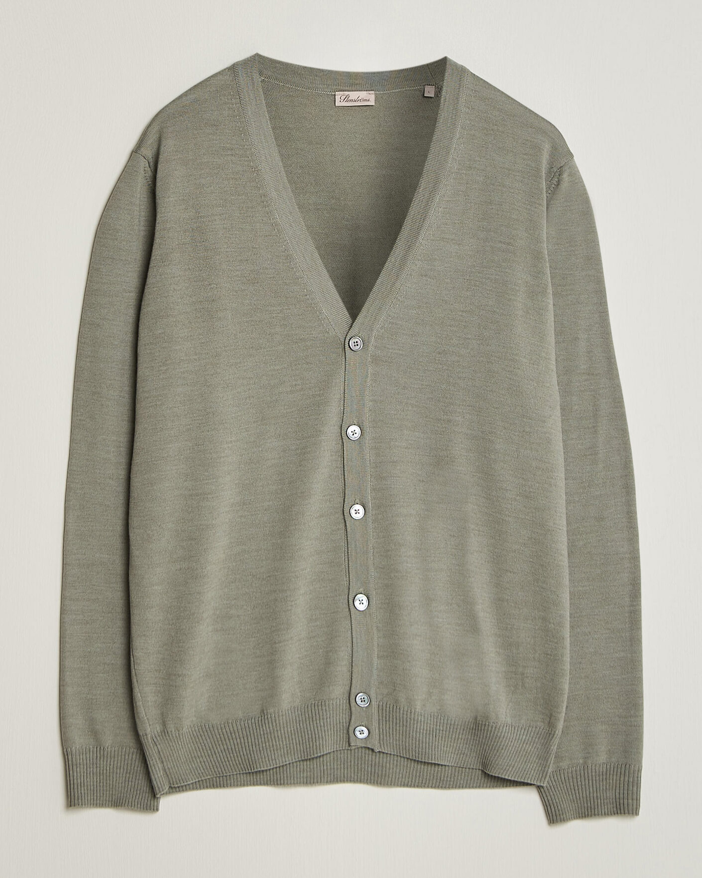 Hombres | Jerséis y prendas de punto | Stenströms | Merino Cardigan Green/Grey