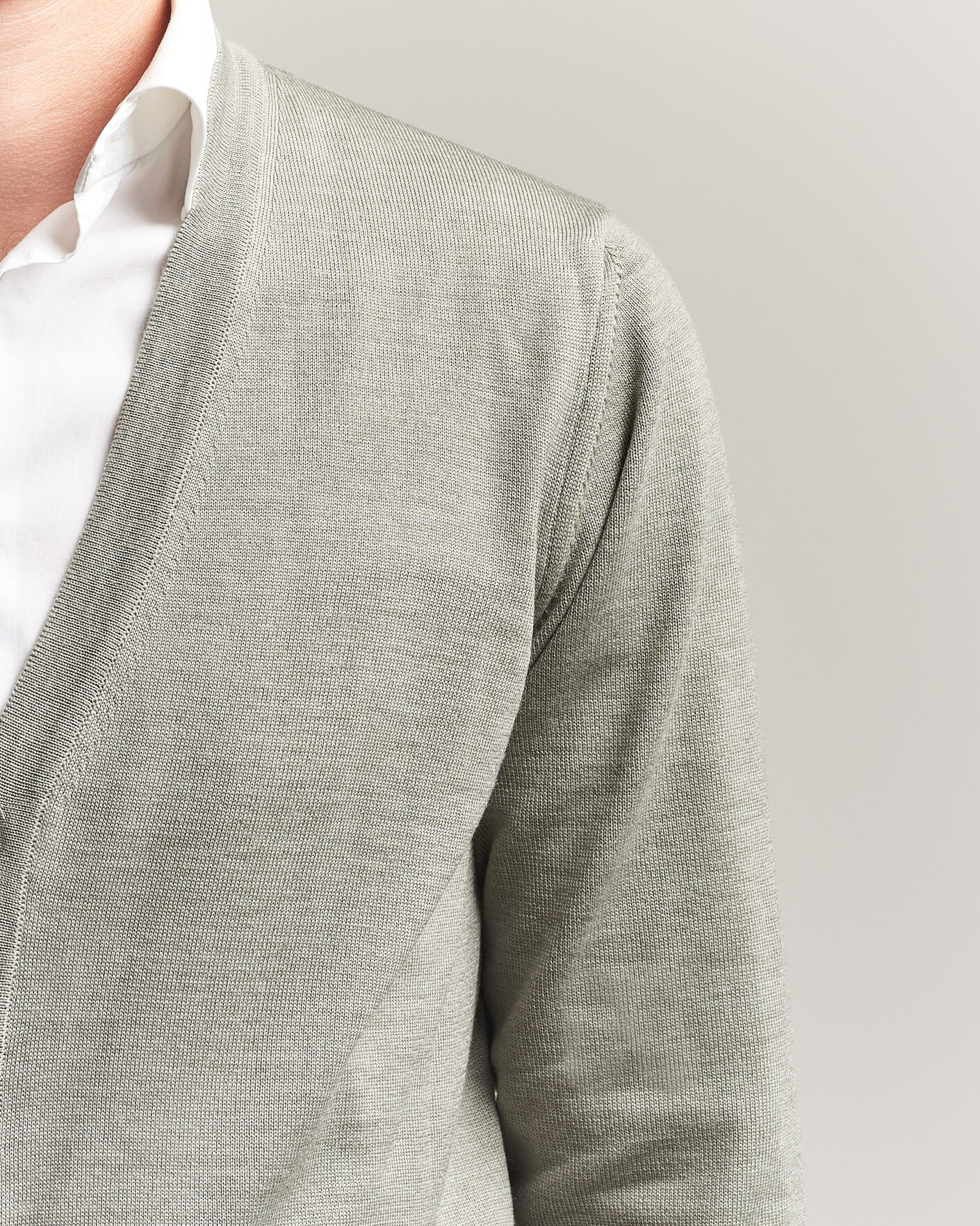 Hombres | Jerséis y prendas de punto | Stenströms | Merino Cardigan Green/Grey