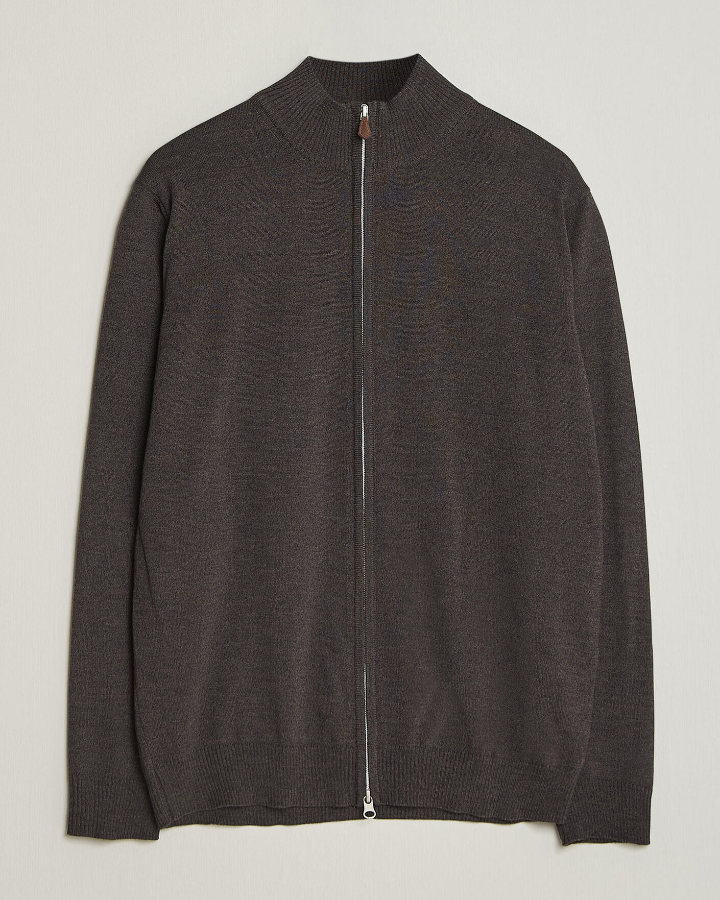 Hombres | Jerséis y prendas de punto | Stenströms | Merino Full Zip Dark Brown