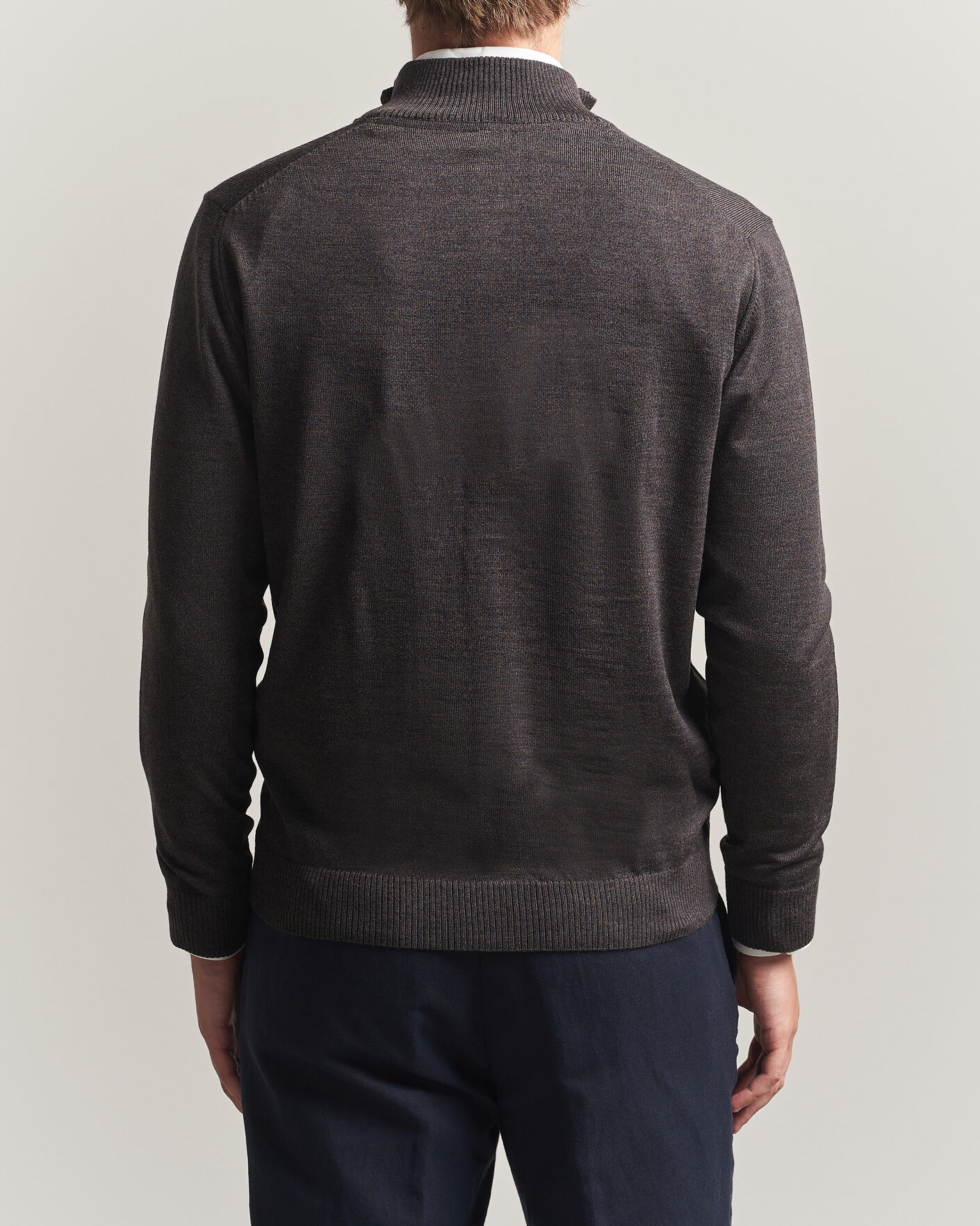 Hombres | Jerséis y prendas de punto | Stenströms | Merino Full Zip Dark Brown