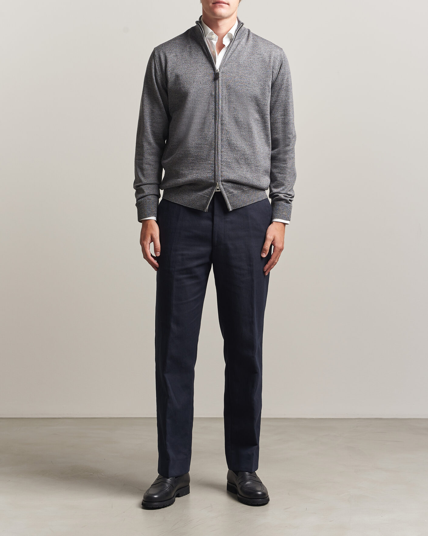 Hombres | Jerséis y prendas de punto | Stenströms | Merino Full Zip Grey