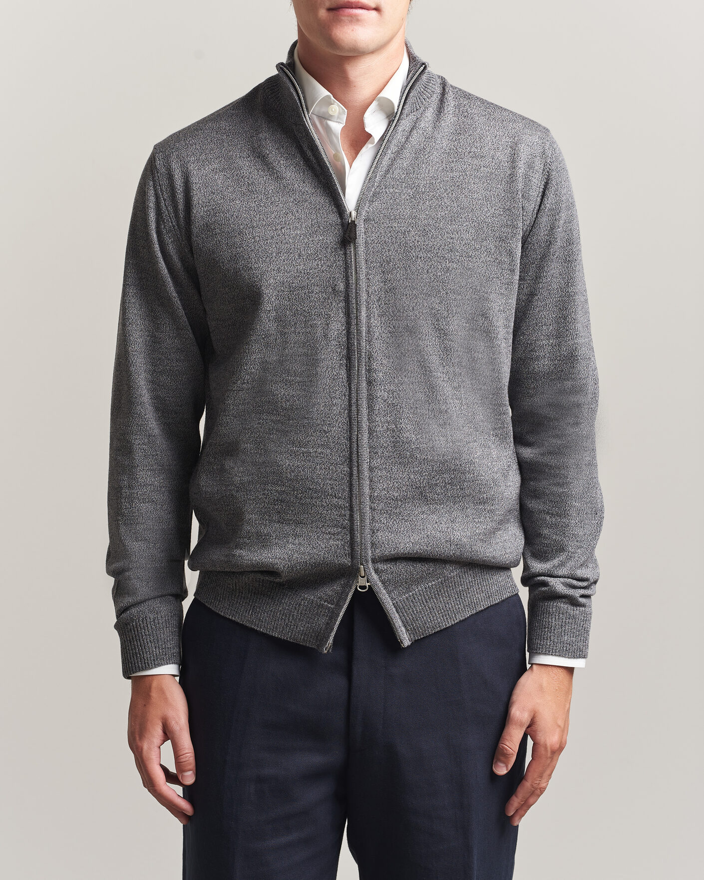 Hombres | Jerséis y prendas de punto | Stenströms | Merino Full Zip Grey