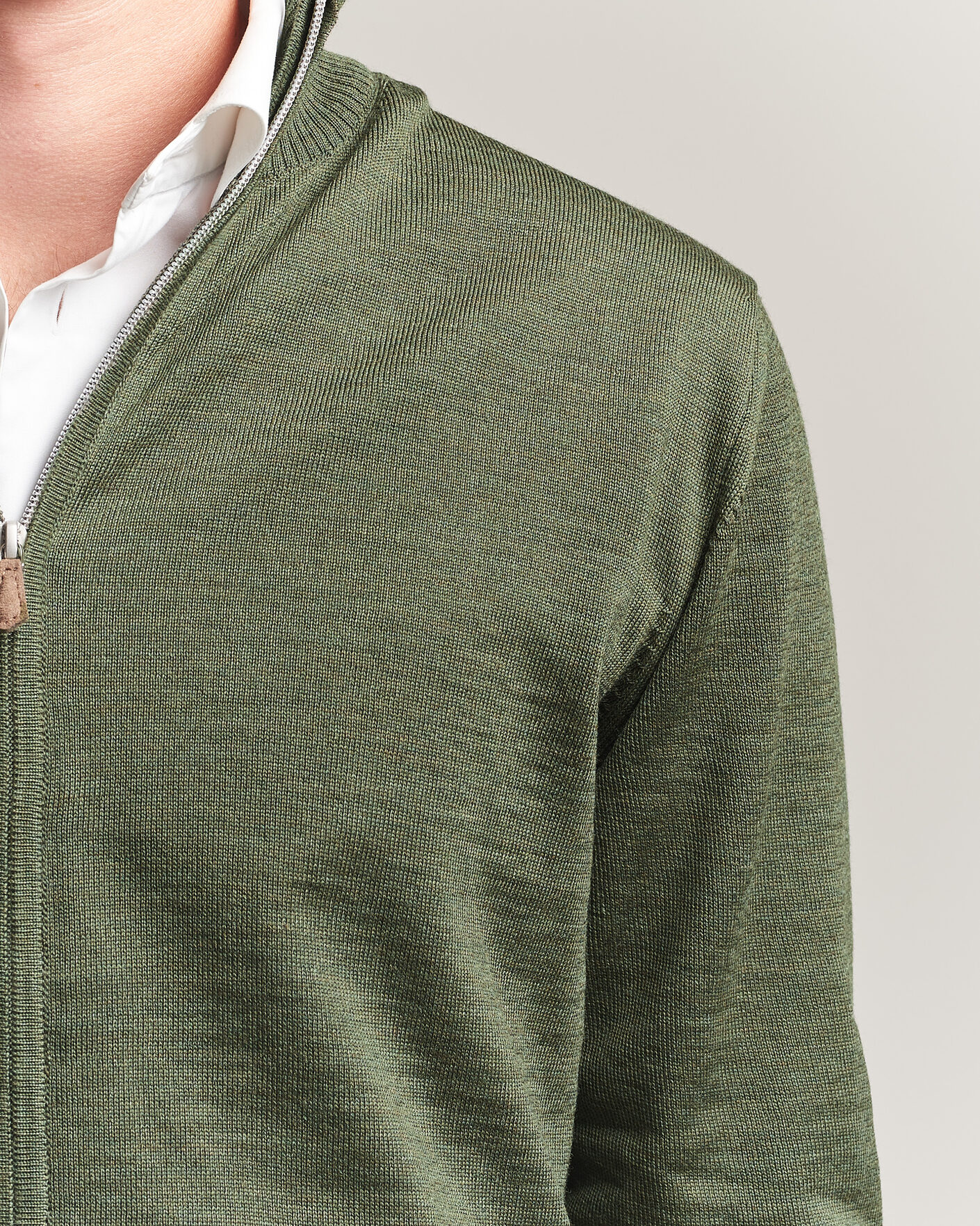 Hombres | Jerséis y prendas de punto | Stenströms | Merino Full Zip Green