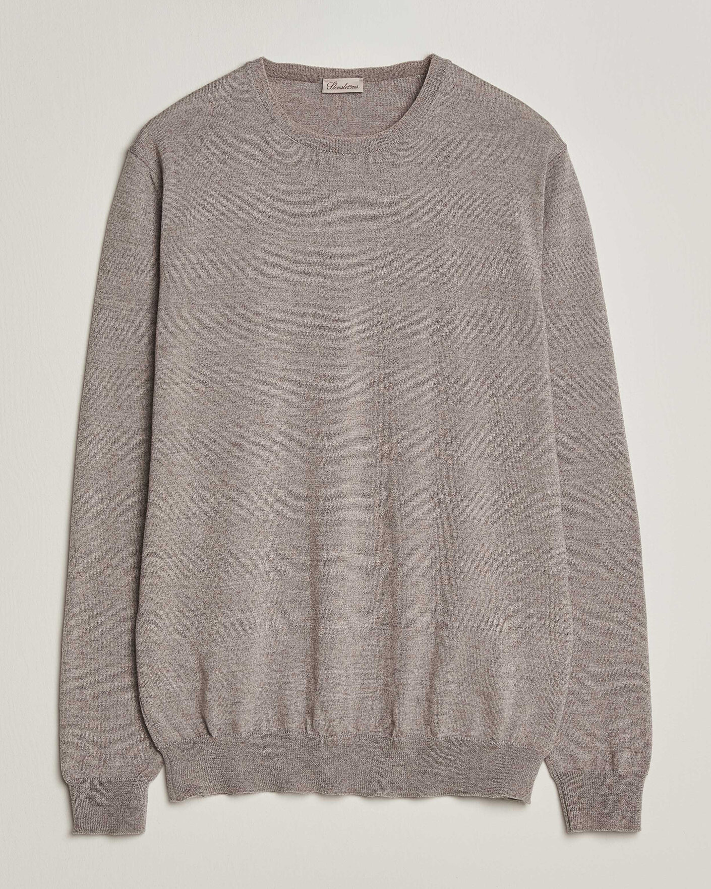 Hombres | Jerséis y prendas de punto | Stenströms | Merino Patch Crew Neck Beige