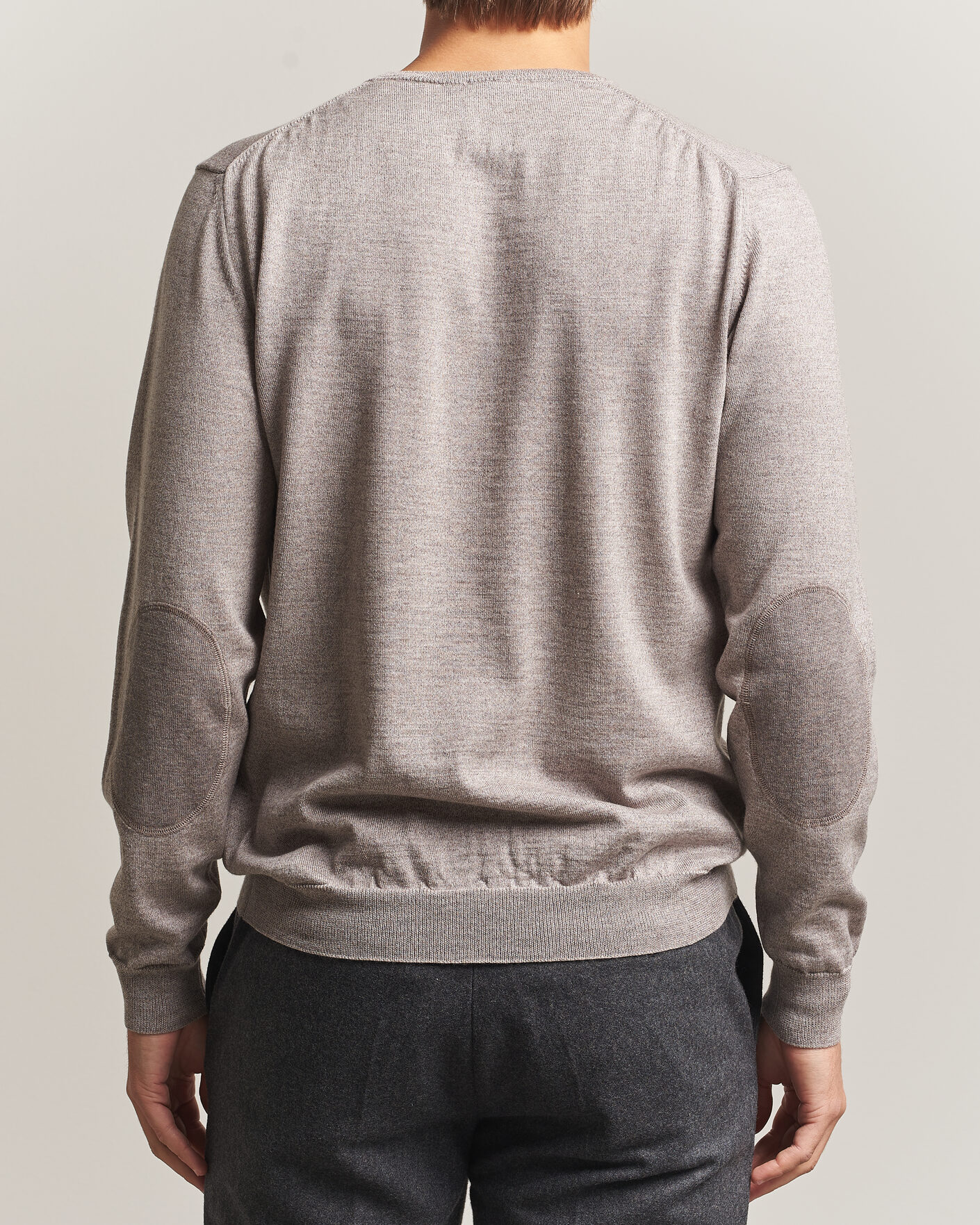 Hombres | Jerséis y prendas de punto | Stenströms | Merino Patch Crew Neck Beige