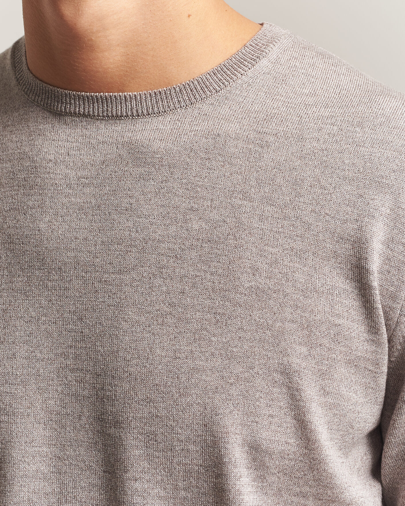 Hombres | Jerséis y prendas de punto | Stenströms | Merino Patch Crew Neck Beige