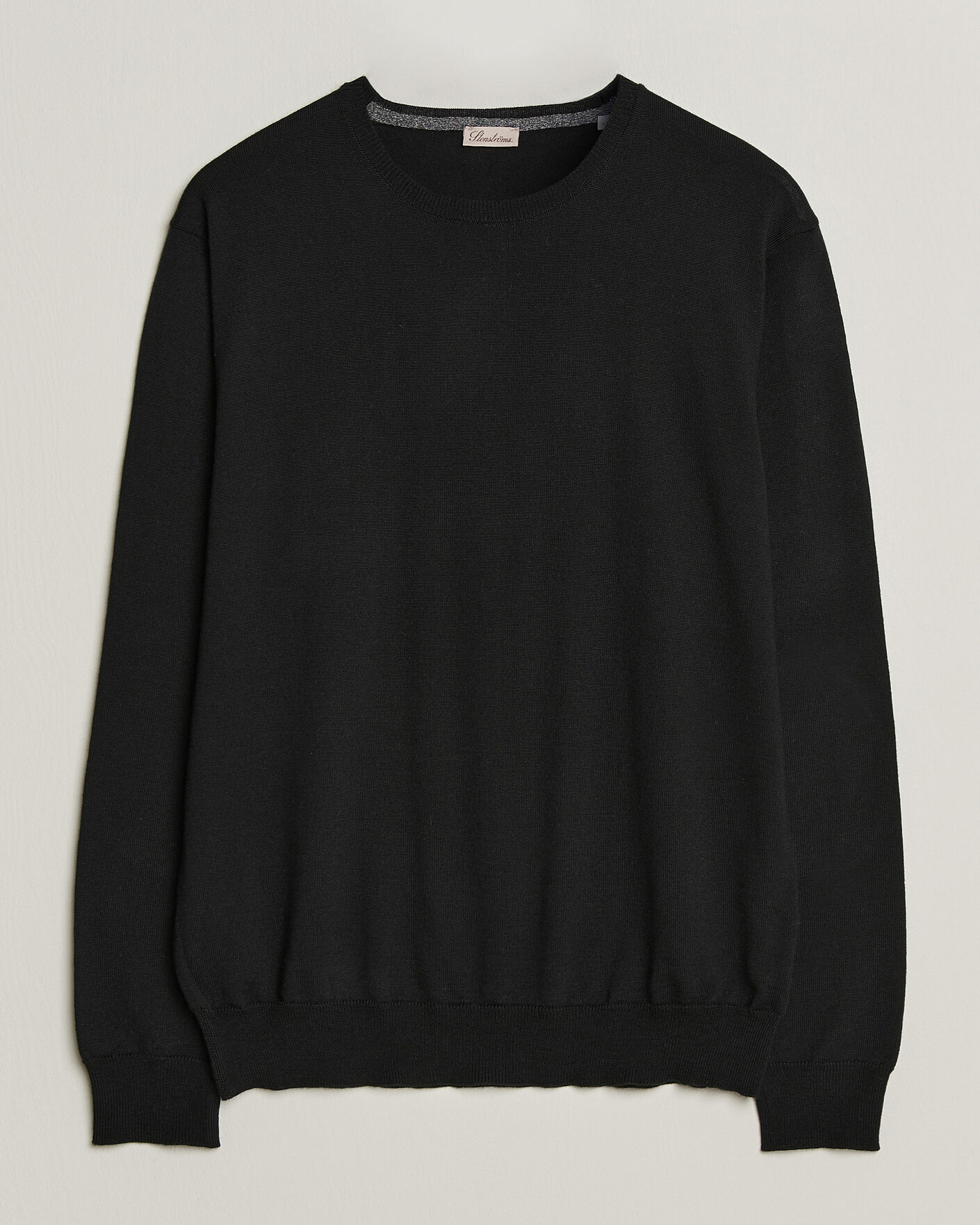 Hombres | Jerséis y prendas de punto | Stenströms | Merino Patch Crew Neck Black